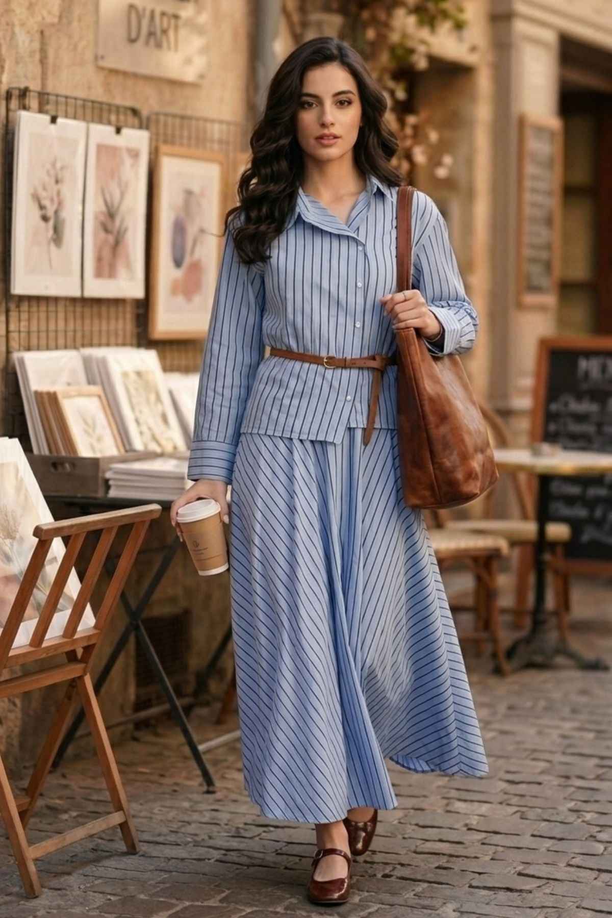 BRIONY CO-ORD SET IN COTTON STRIPES