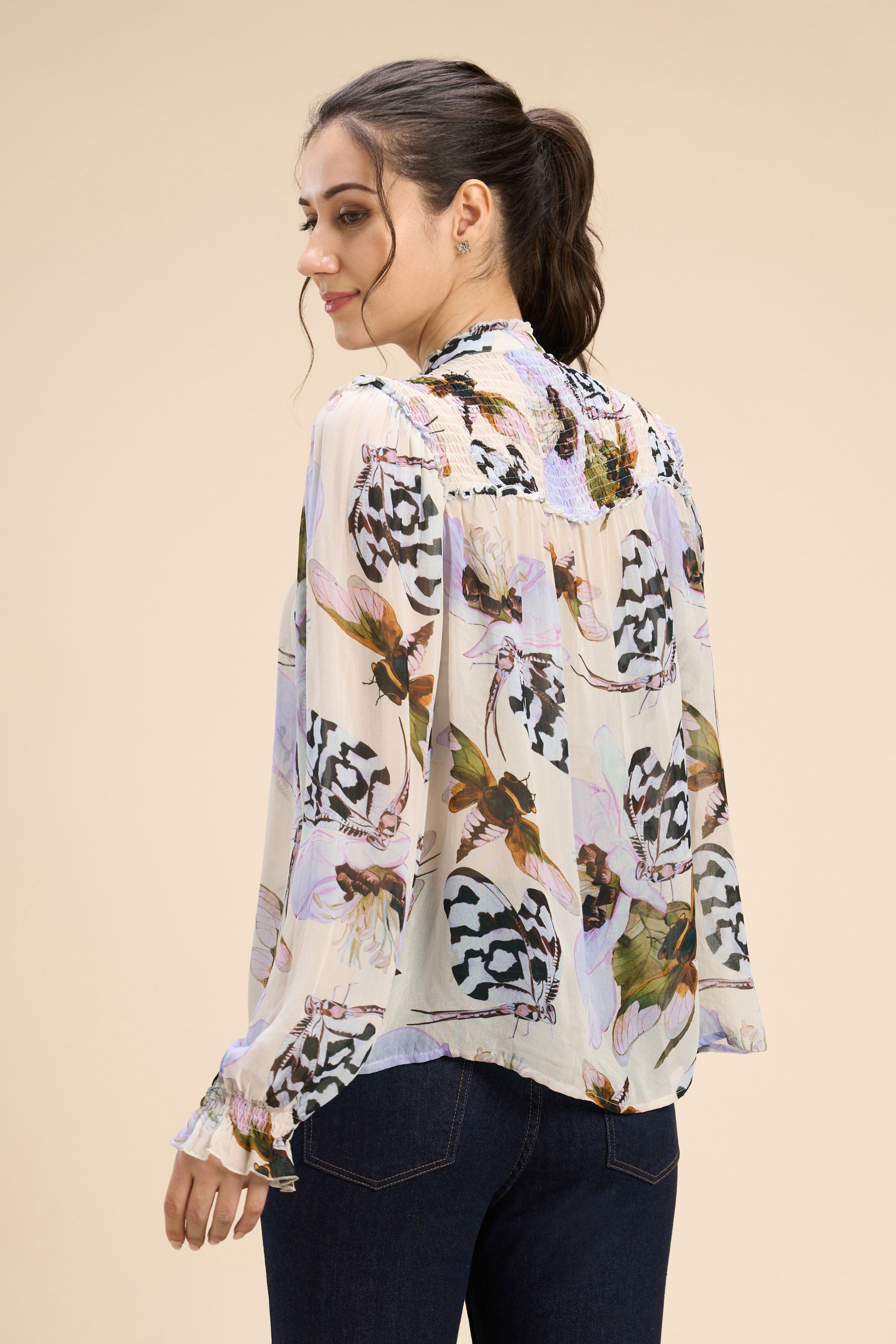 BREA VISCOSE GEORGETTE SMOCKED POET BLOUSE - Sunday Story