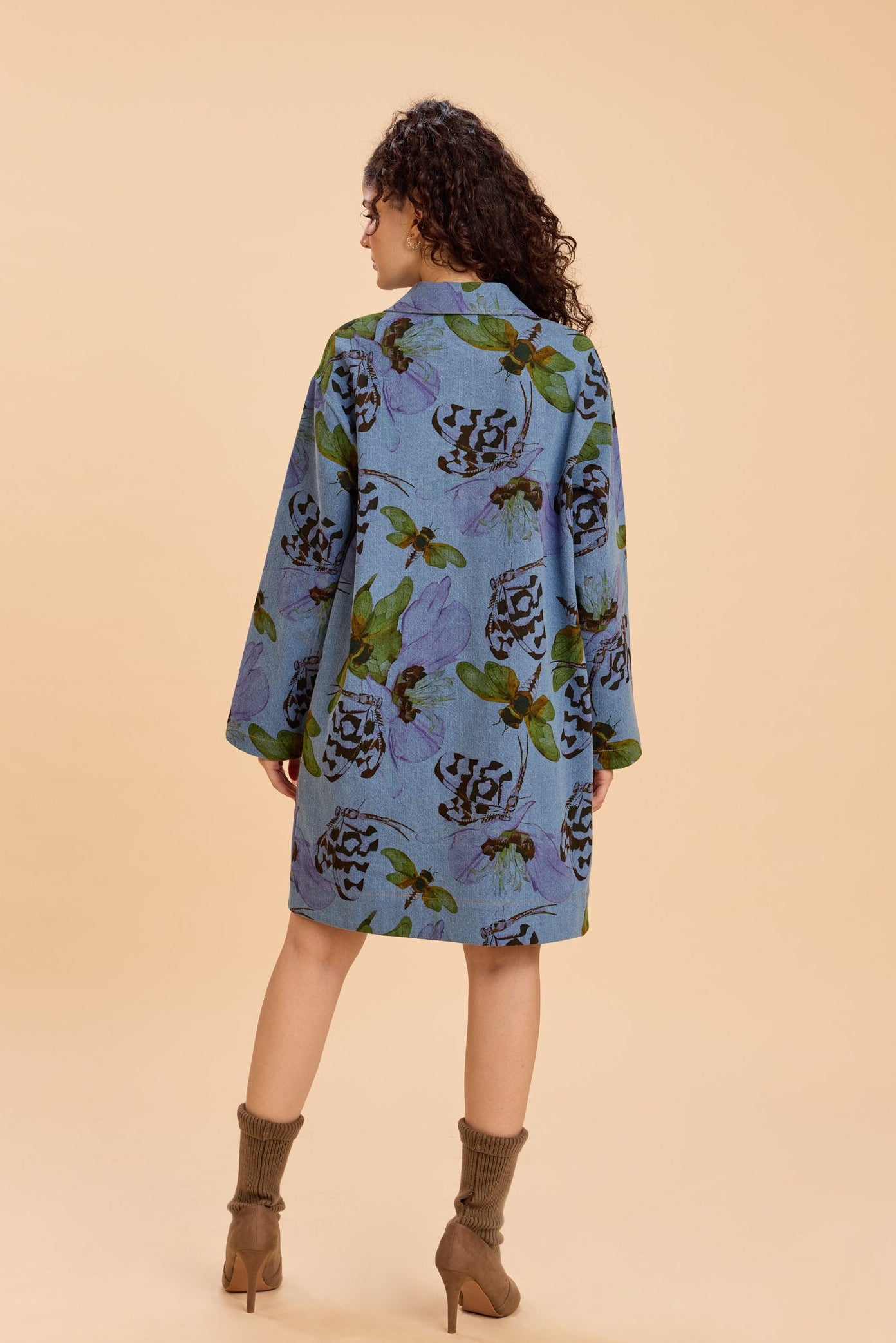 JENA PRINTED COTTON DENIM SHORT A-LINE DRESS