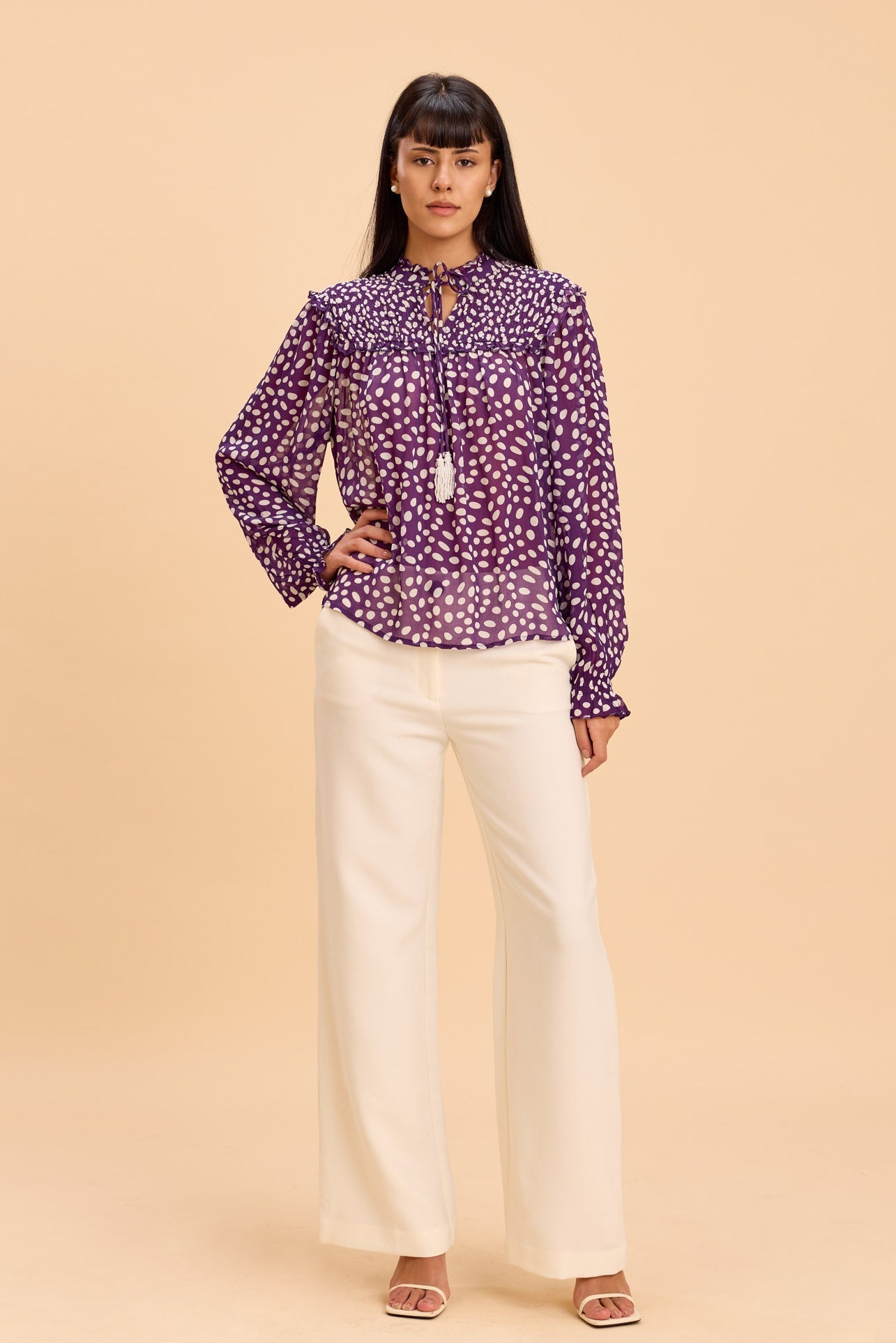 EMBER VISCOSE GEORGETTE SMOCKED POET BLOUSE - Sunday Story