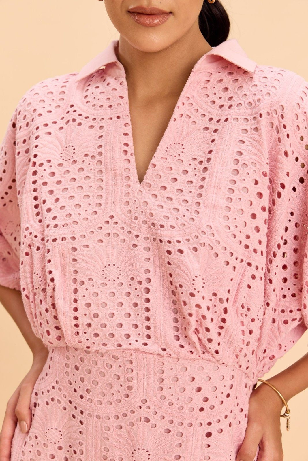 BECCA FIT AND FLARE SCHIFFLY MIDI DRESS - Sunday Story