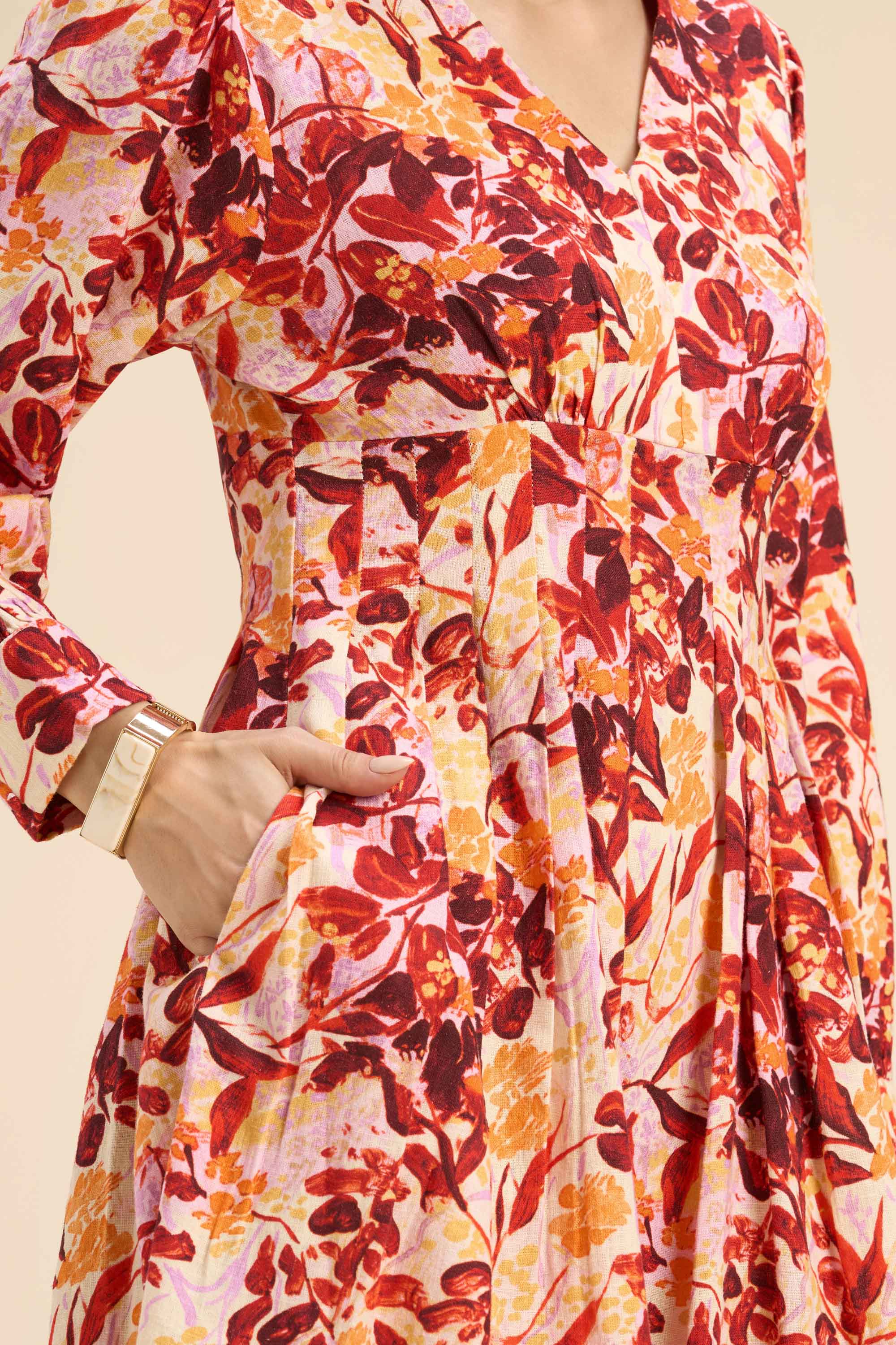 DARBY LINEN FLORAL PRINTED SHORT DRESS - Sunday Story
