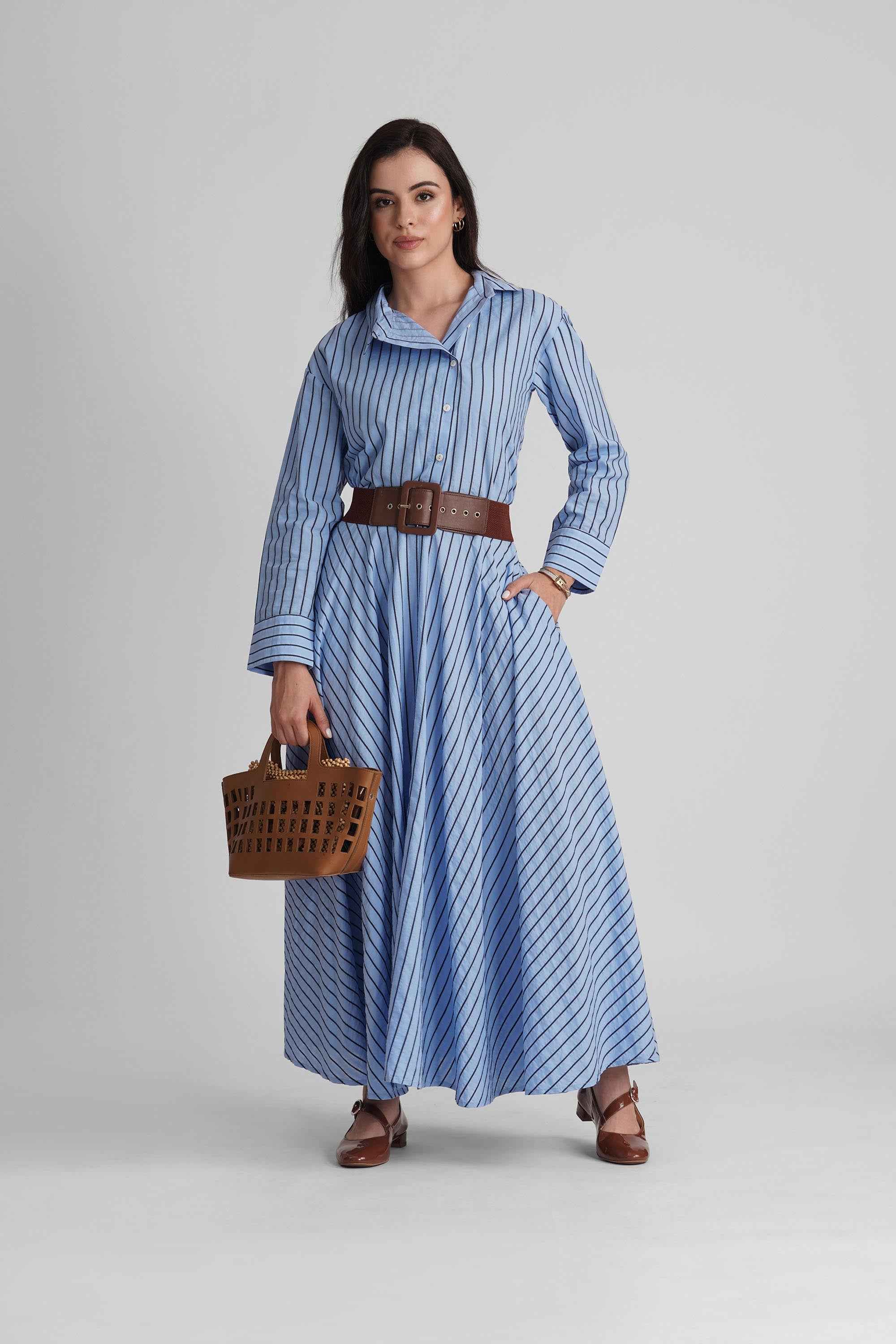 BRIONY CO-ORD SET IN COTTON STRIPES