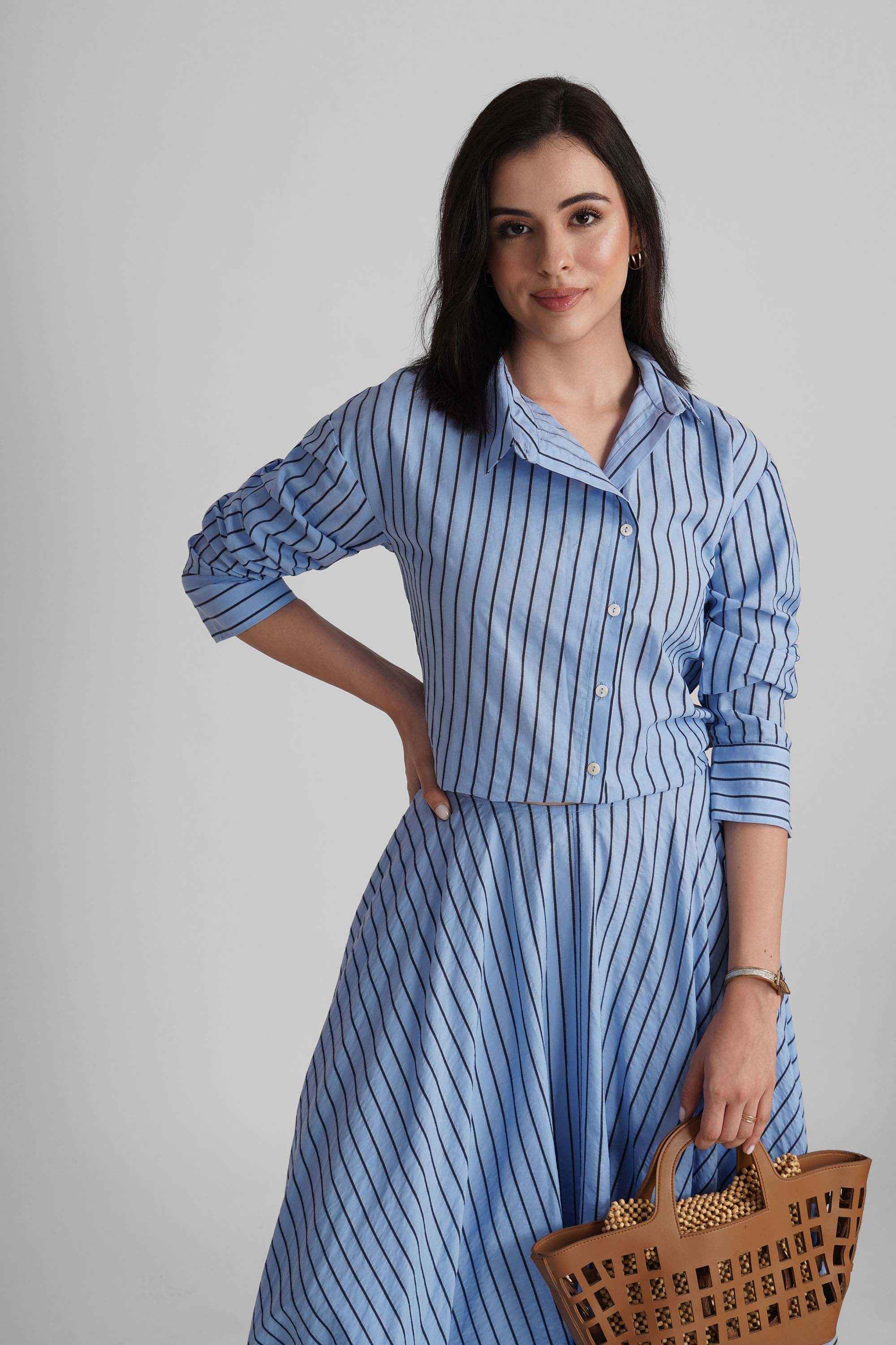 BRIONY CO-ORD SET IN COTTON STRIPES