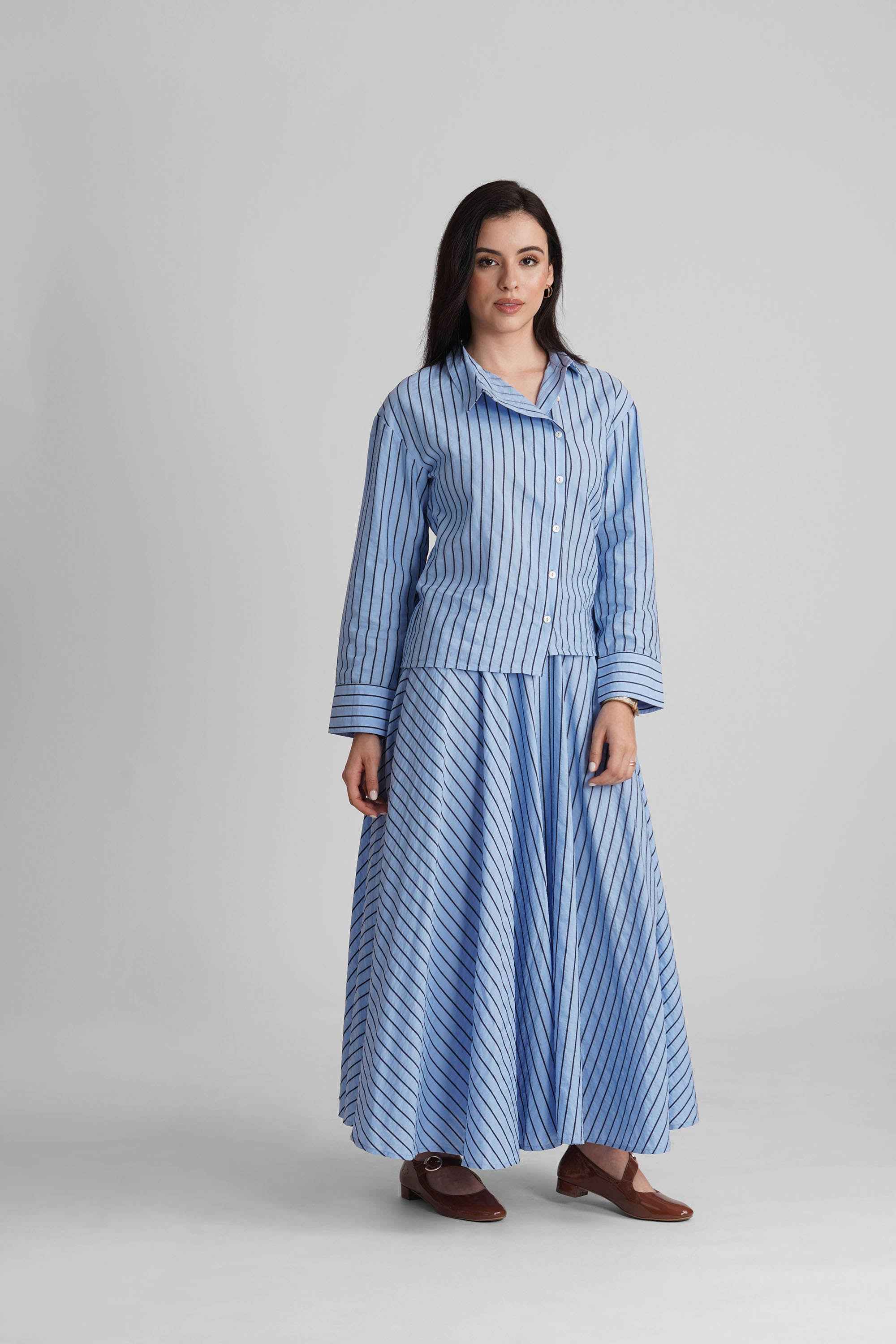 BRIONY CO-ORD SET IN COTTON STRIPES