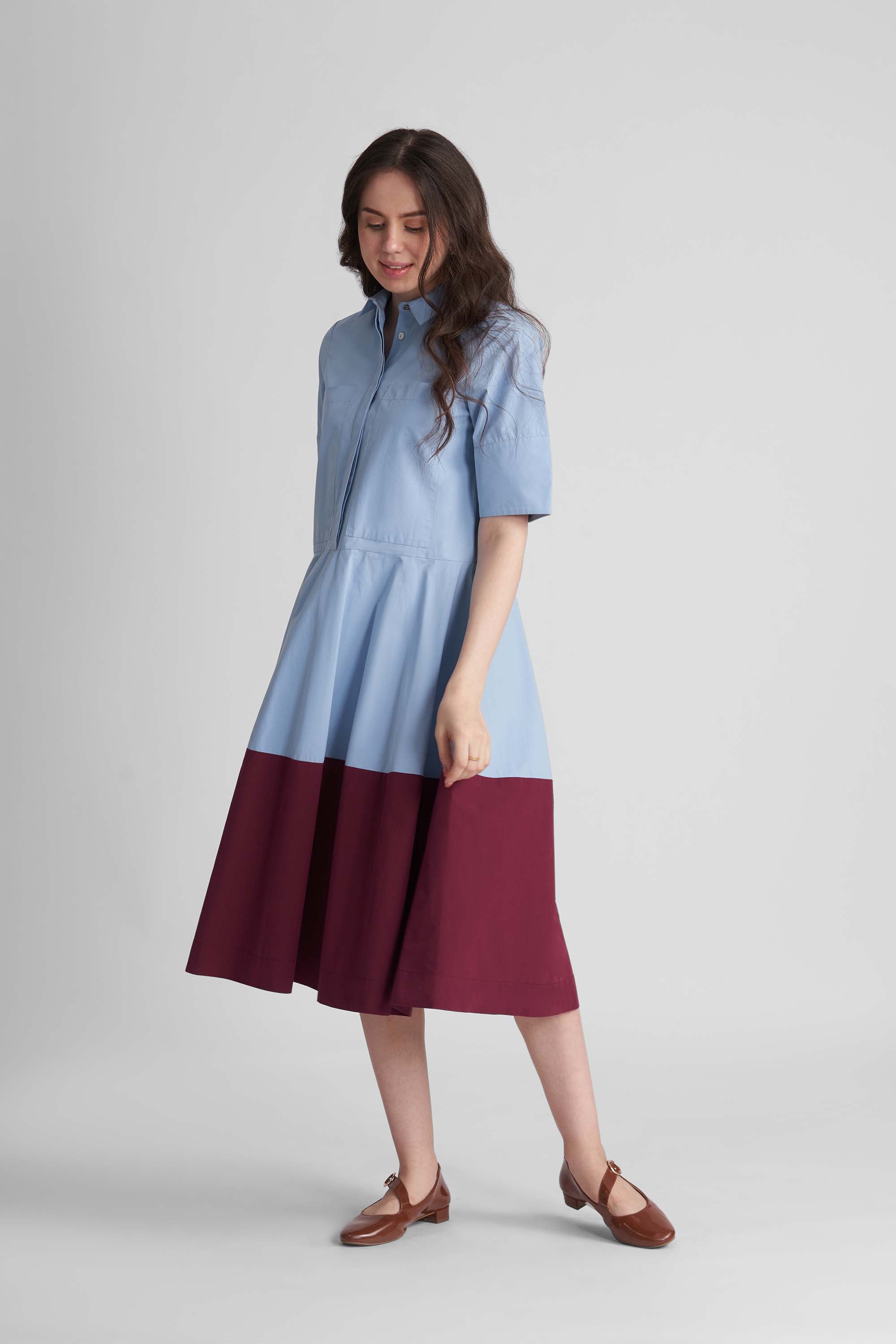 ROMY FIT AND FLARE MIDI DRESS IN COTTON POPLIN - Sunday Story