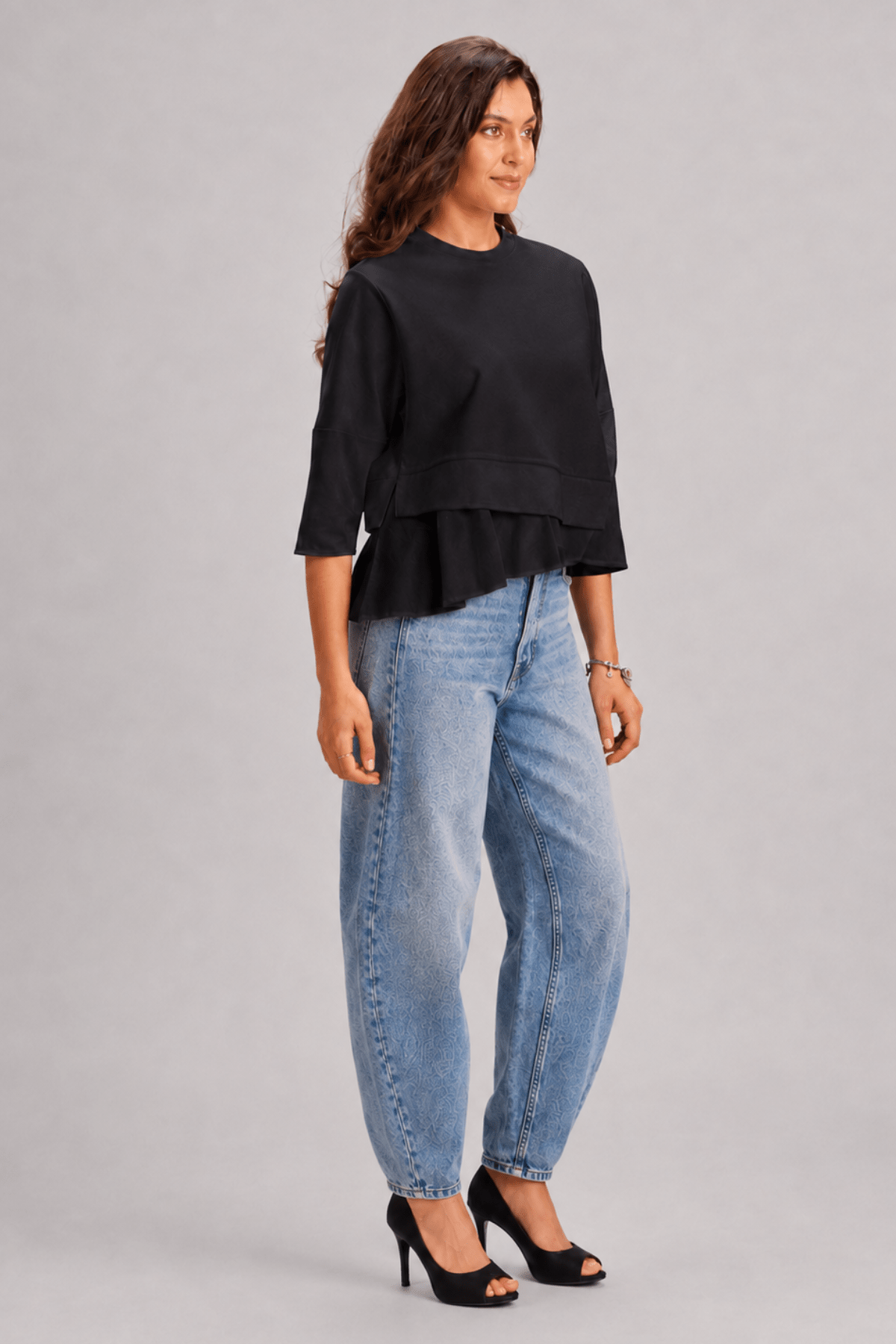 ATHENA ASYMMETRIC PEPLUM FAUX LAYERED T-SHIRT - Sunday Story