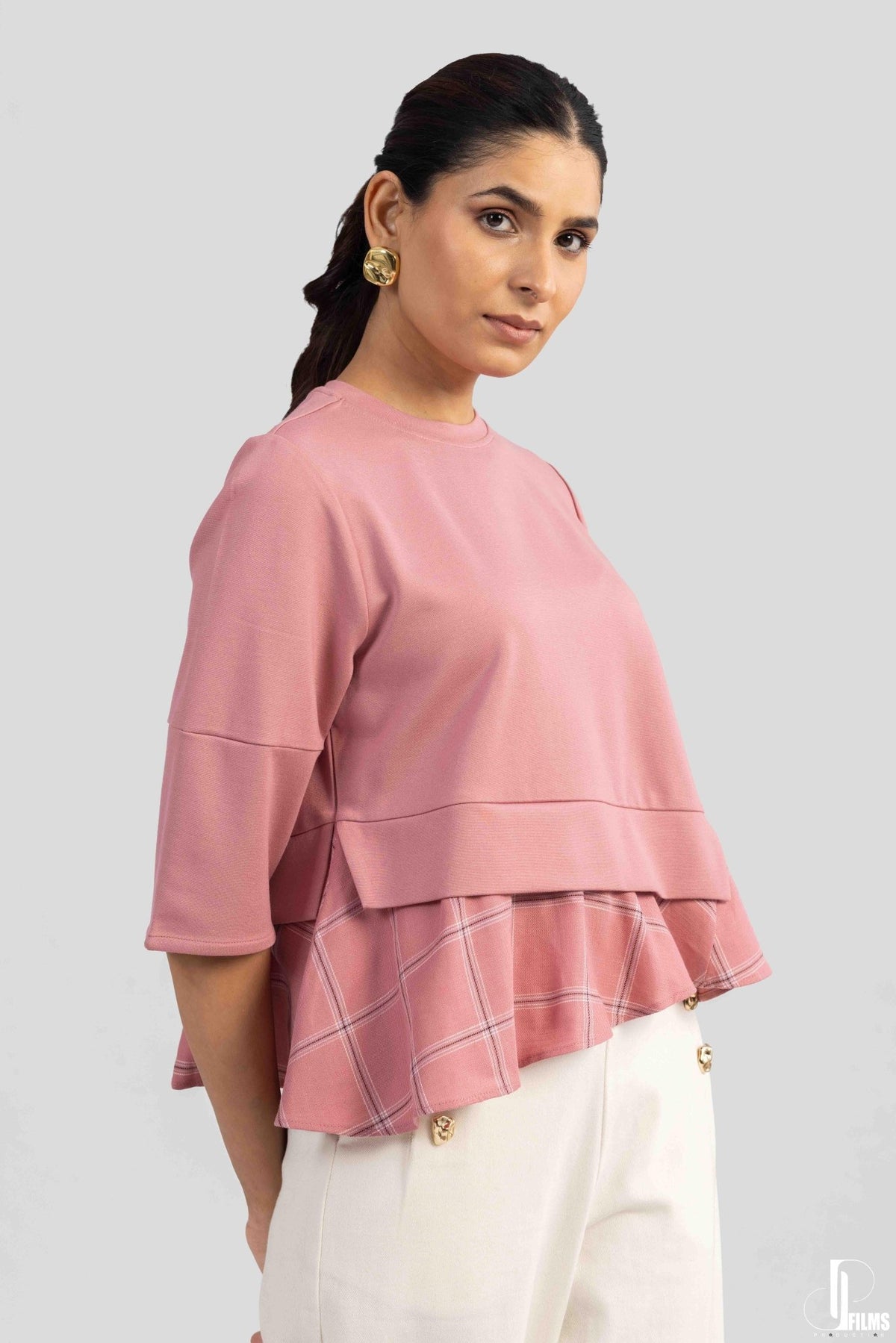 ATHENA ASYMMETRIC PEPLUM FAUX LAYERED T-SHIRT - Sunday Story