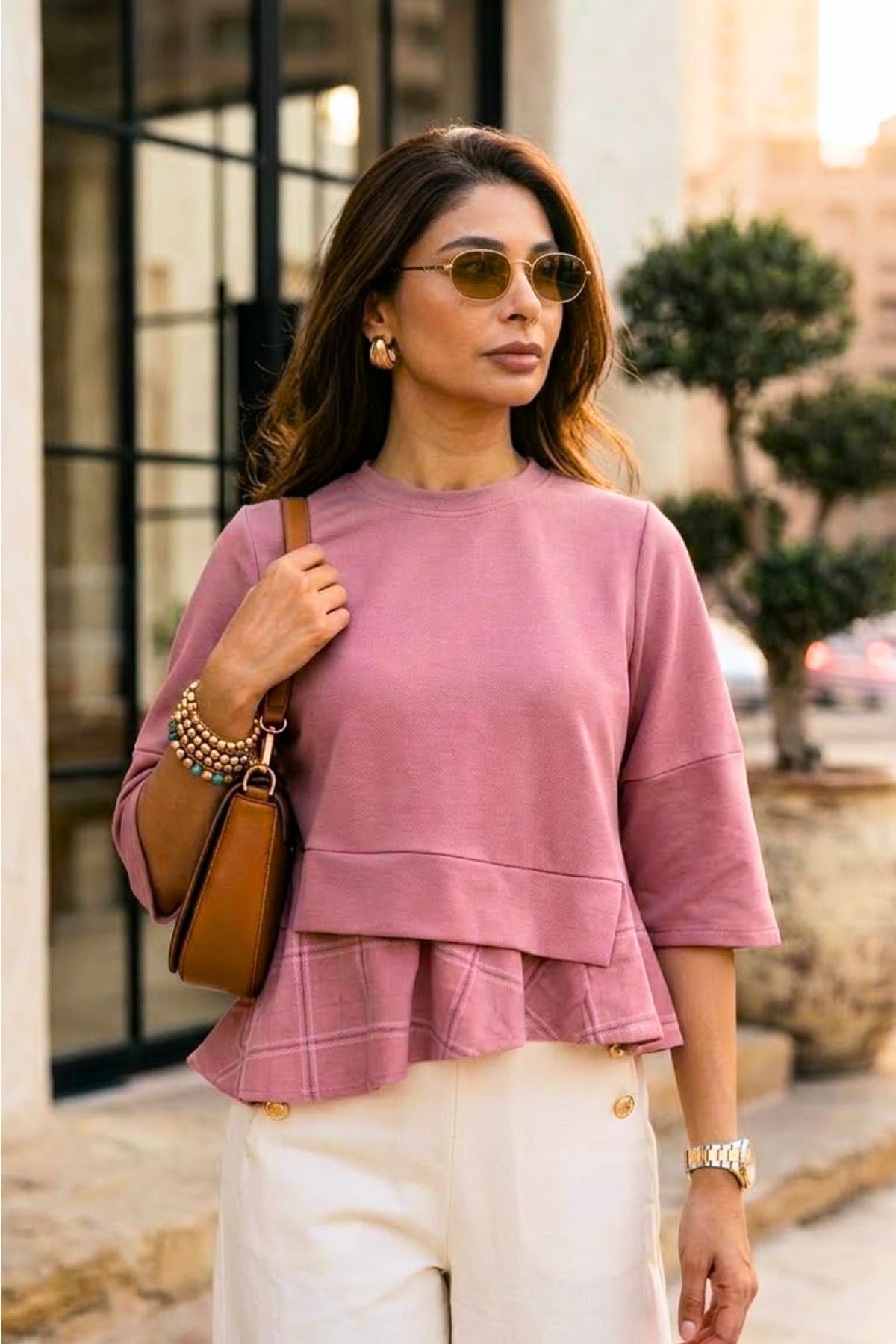 ATHENA ASYMMETRIC PEPLUM FAUX LAYERED T-SHIRT - Sunday Story