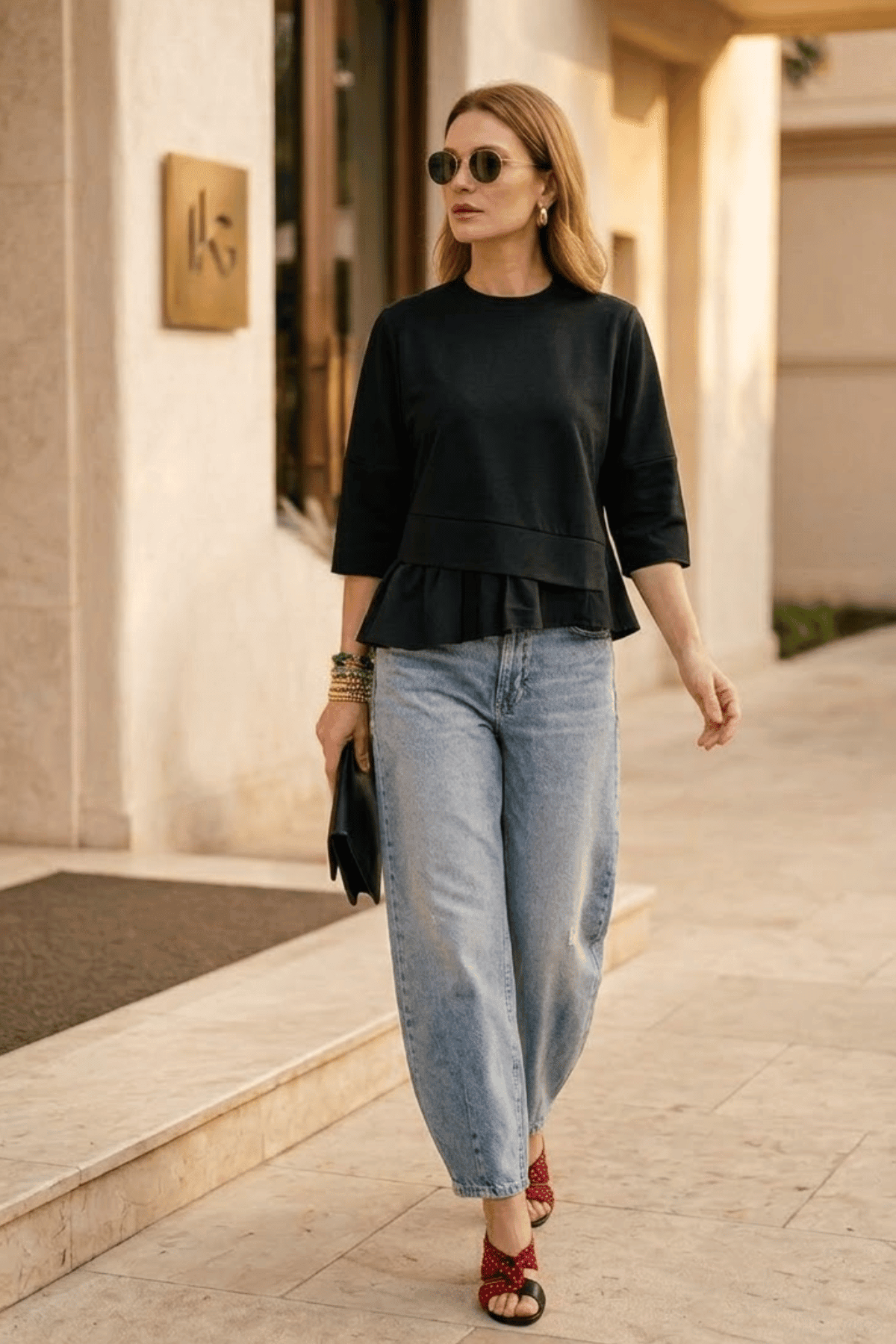 ATHENA ASYMMETRIC PEPLUM FAUX LAYERED T-SHIRT - Sunday Story