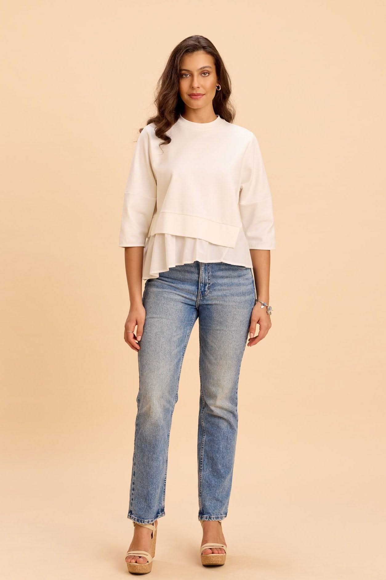 ATHENA ASYMMETRIC PEPLUM FAUX LAYERED TSHIRT - Sunday Story