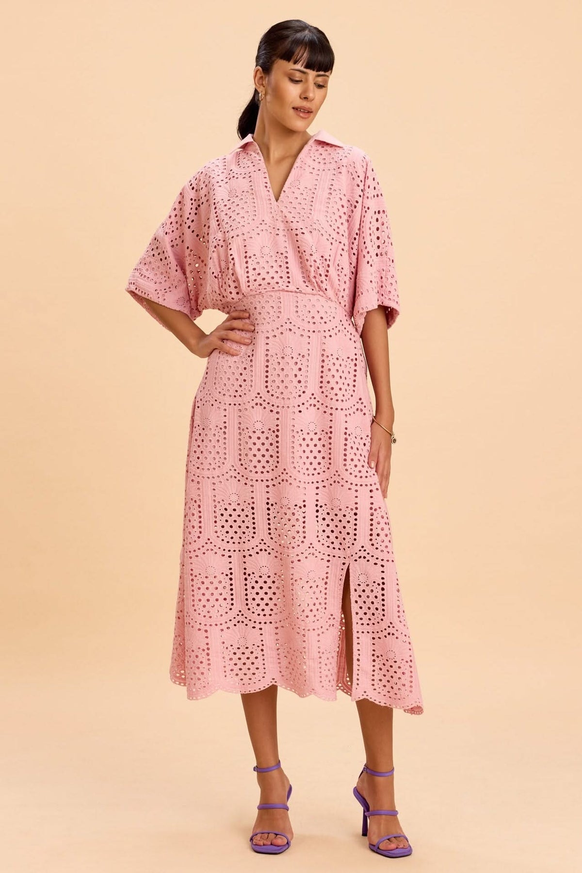 BECCA FIT AND FLARE SCHIFFLY MIDI DRESS - Sunday Story