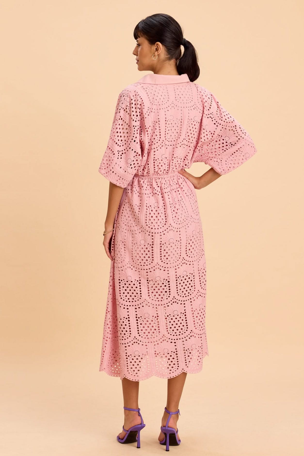 BECCA FIT AND FLARE SCHIFFLY MIDI DRESS - Sunday Story