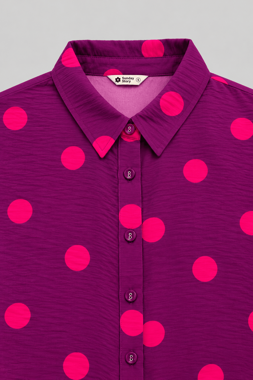 BELLE OVERSIZED POLKA PRINT VISCOSE SHIRT WITH SPLIT BACK - Sunday Story