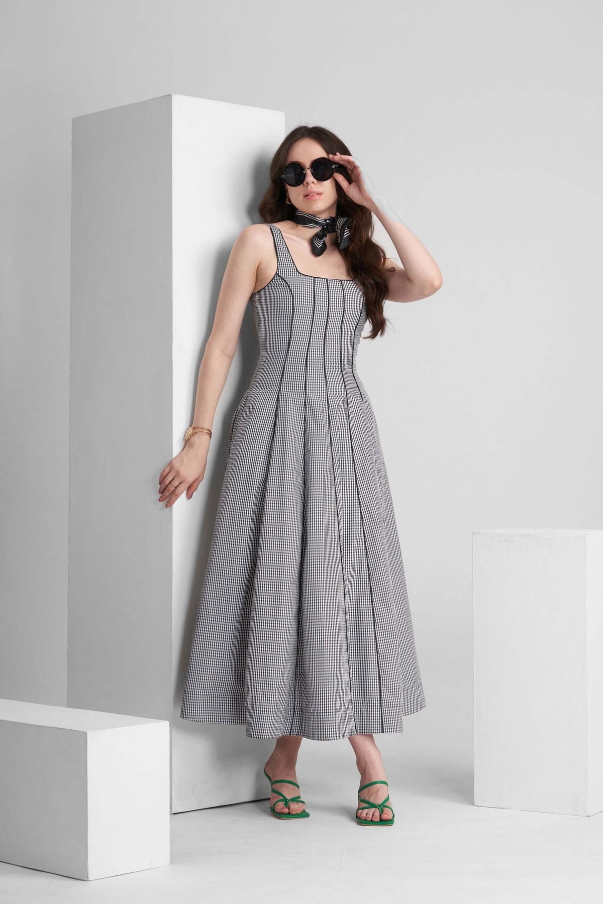 BENNET PANNELLED FIT AND FLARED COTTON MAXI DRESS - Sunday Story