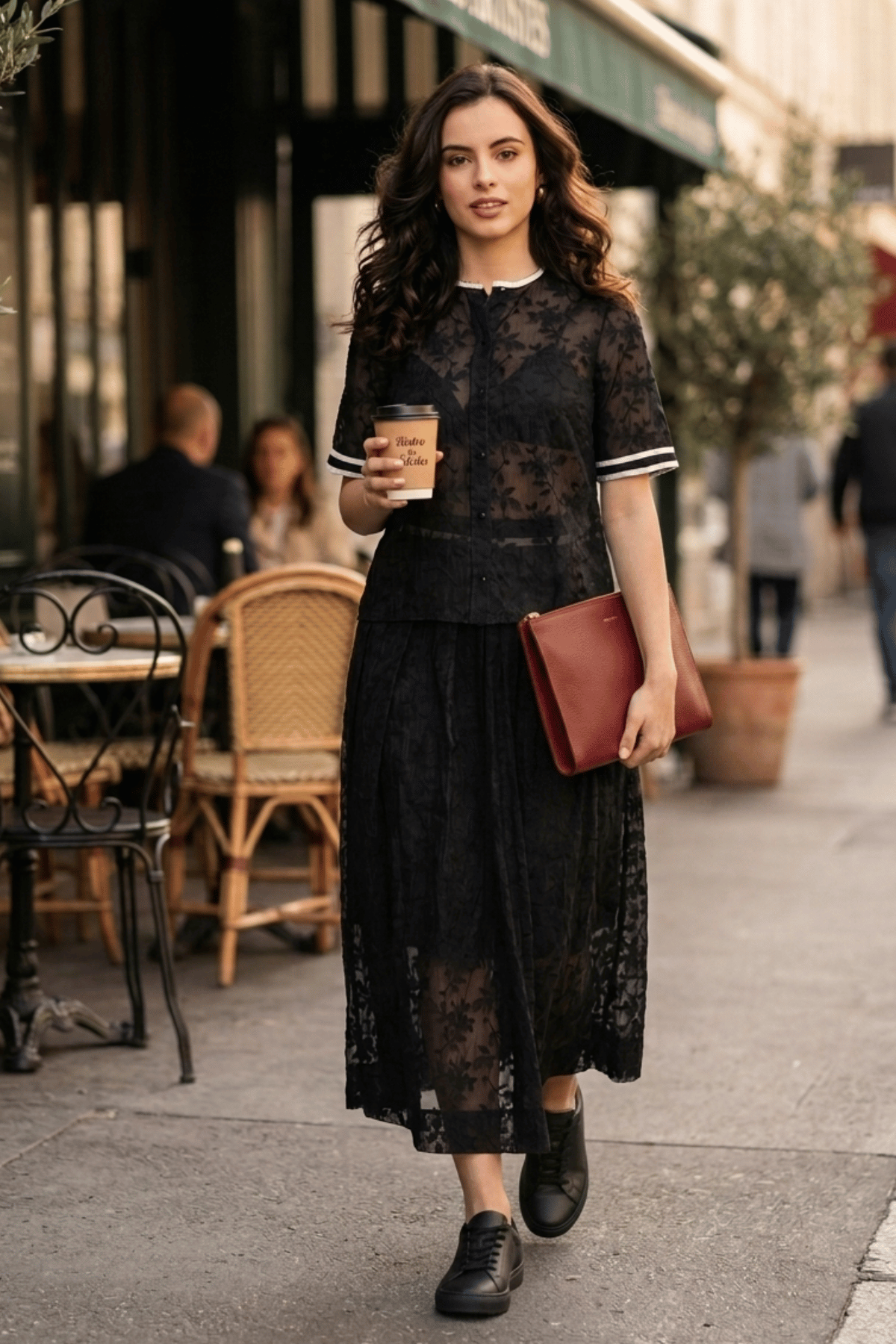 BERNICE EMBROIDERED VISCOSE ORGANZA SHIRT AND PLEATED MIDI SKIRT CO-ORD SET - Sunday Story