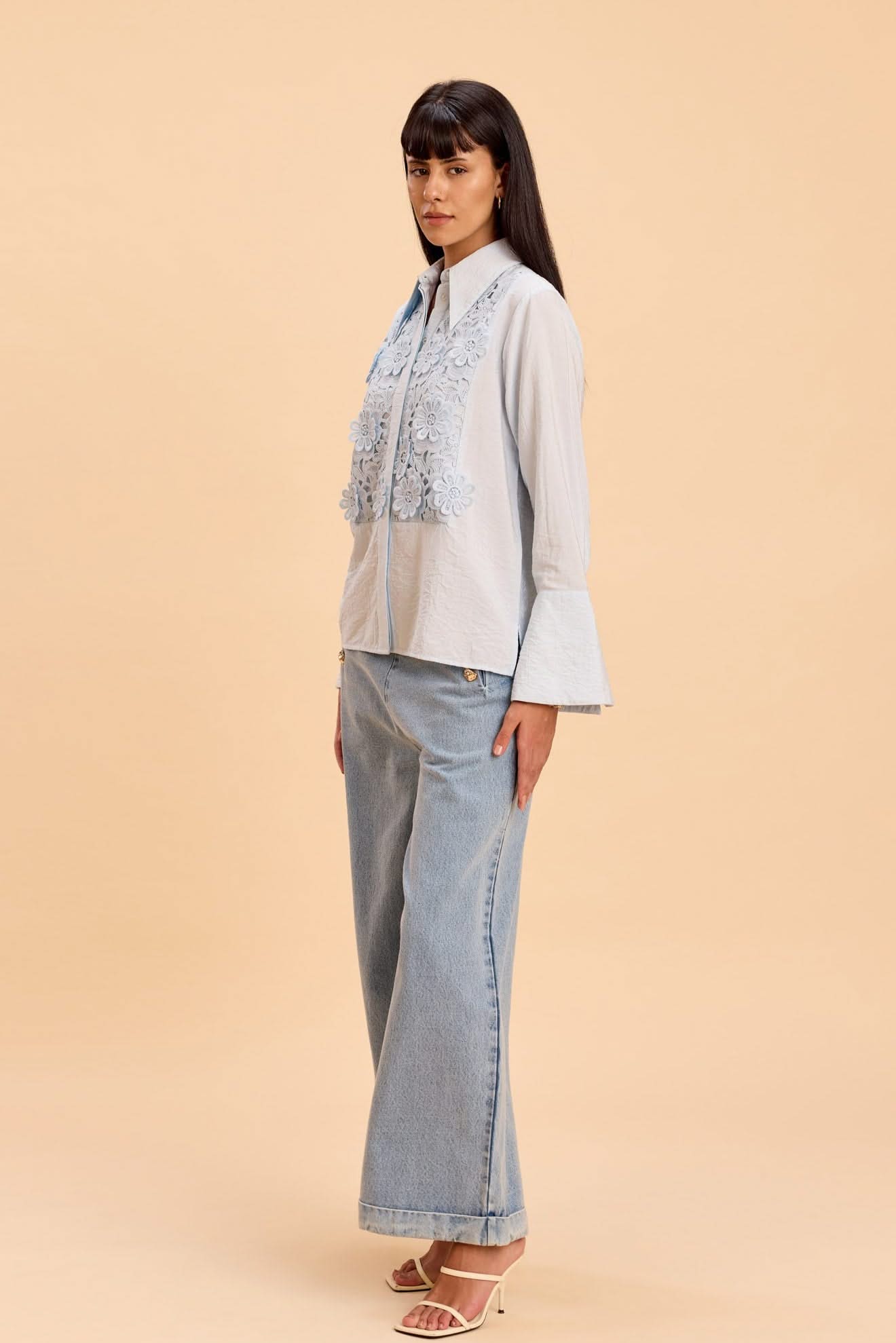 BLAIR 3D FLORAL LACE VISCOSE NYLON SHIRT - Sunday Story