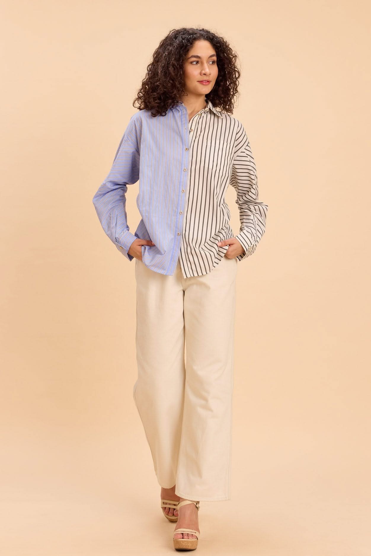 BLAKE HALF AND HALF STRIPE MIX SHIRT - Sunday Story
