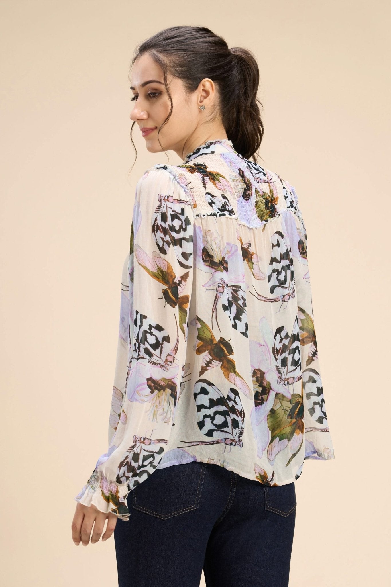 BREA VISCOSE GEORGETTE SMOCKED POET BLOUSE - Sunday Story