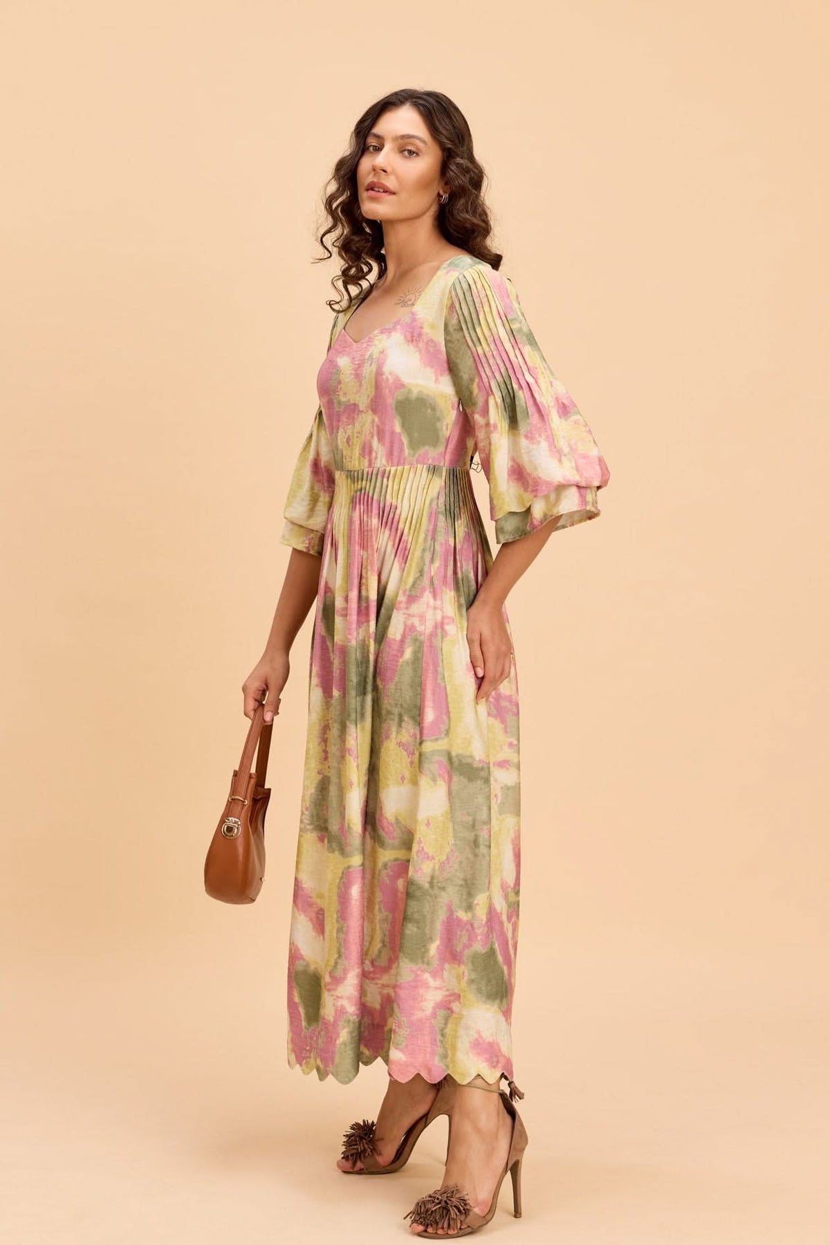 BREA VISCOSE PRINTED MIDI DRESS - Sunday Story
