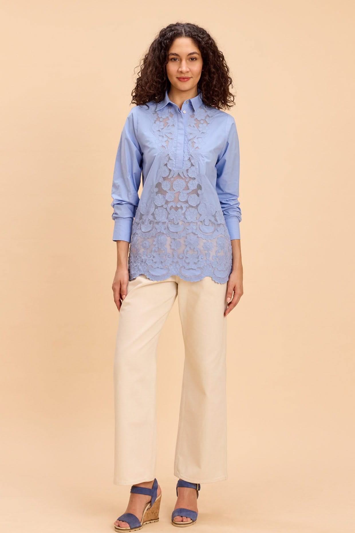 BRIE CUTWORK EMBROIDERED COTTON SHIRT - Sunday Story