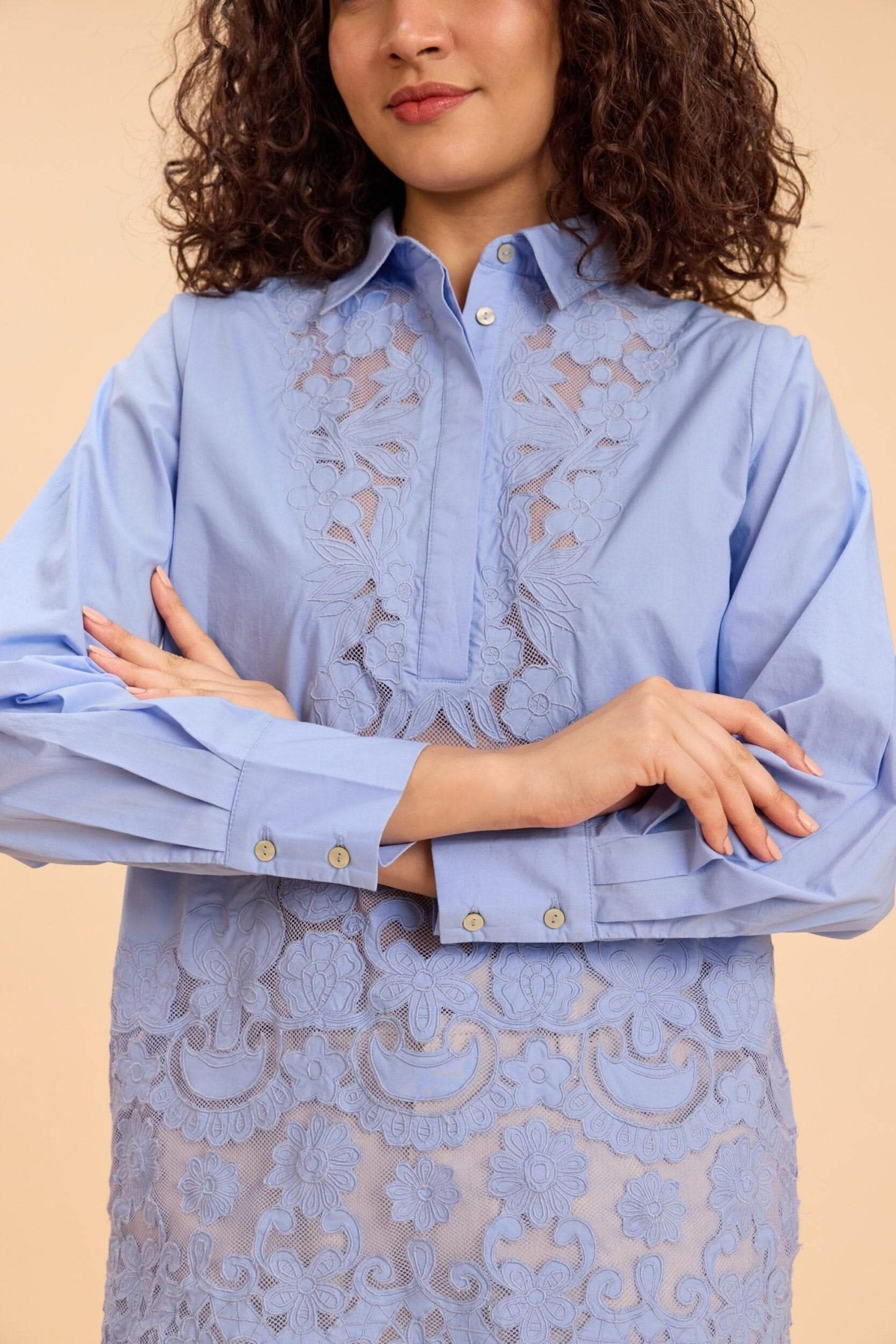 BRIE CUTWORK EMBROIDERED COTTON SHIRT - Sunday Story