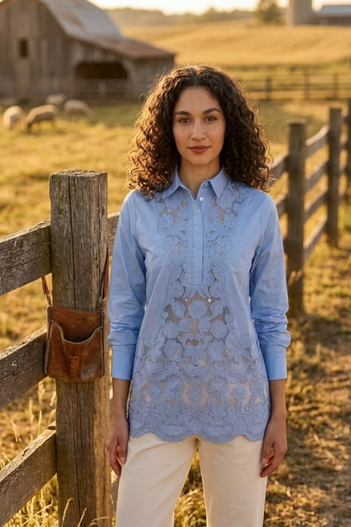 BRIE CUTWORK EMBROIDERED COTTON SHIRT - Sunday Story