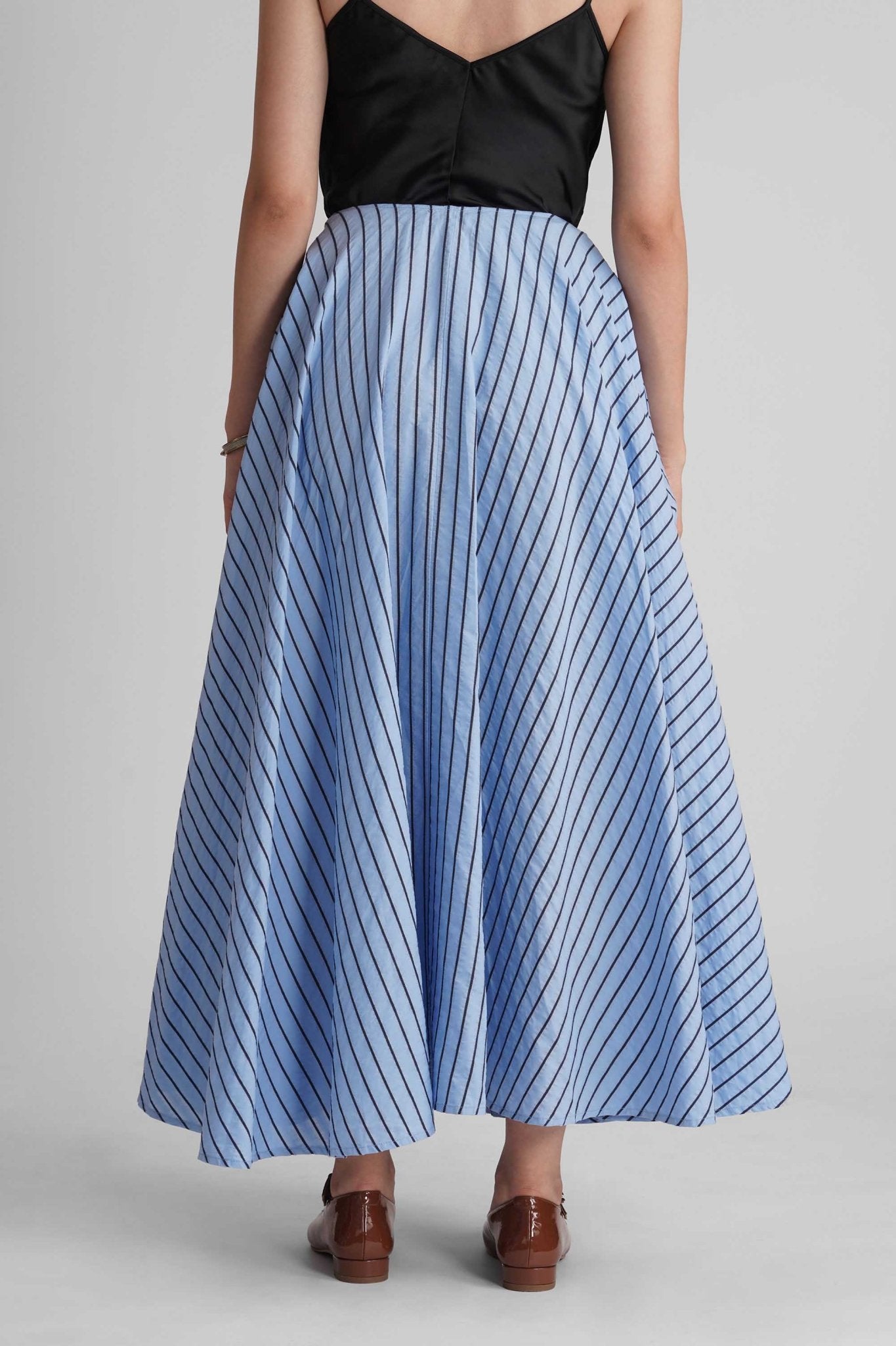 BRIONY CIRCULAR COTTON STRIPE MAXI SKIRT - Sunday Story