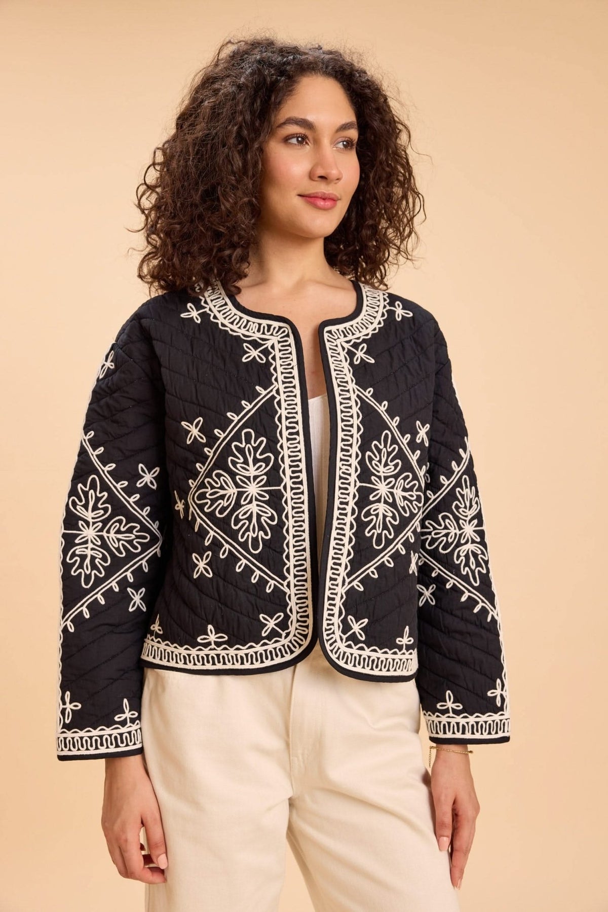 CAYLEE QUILTED EMBROIDERED JACKET - Sunday Story