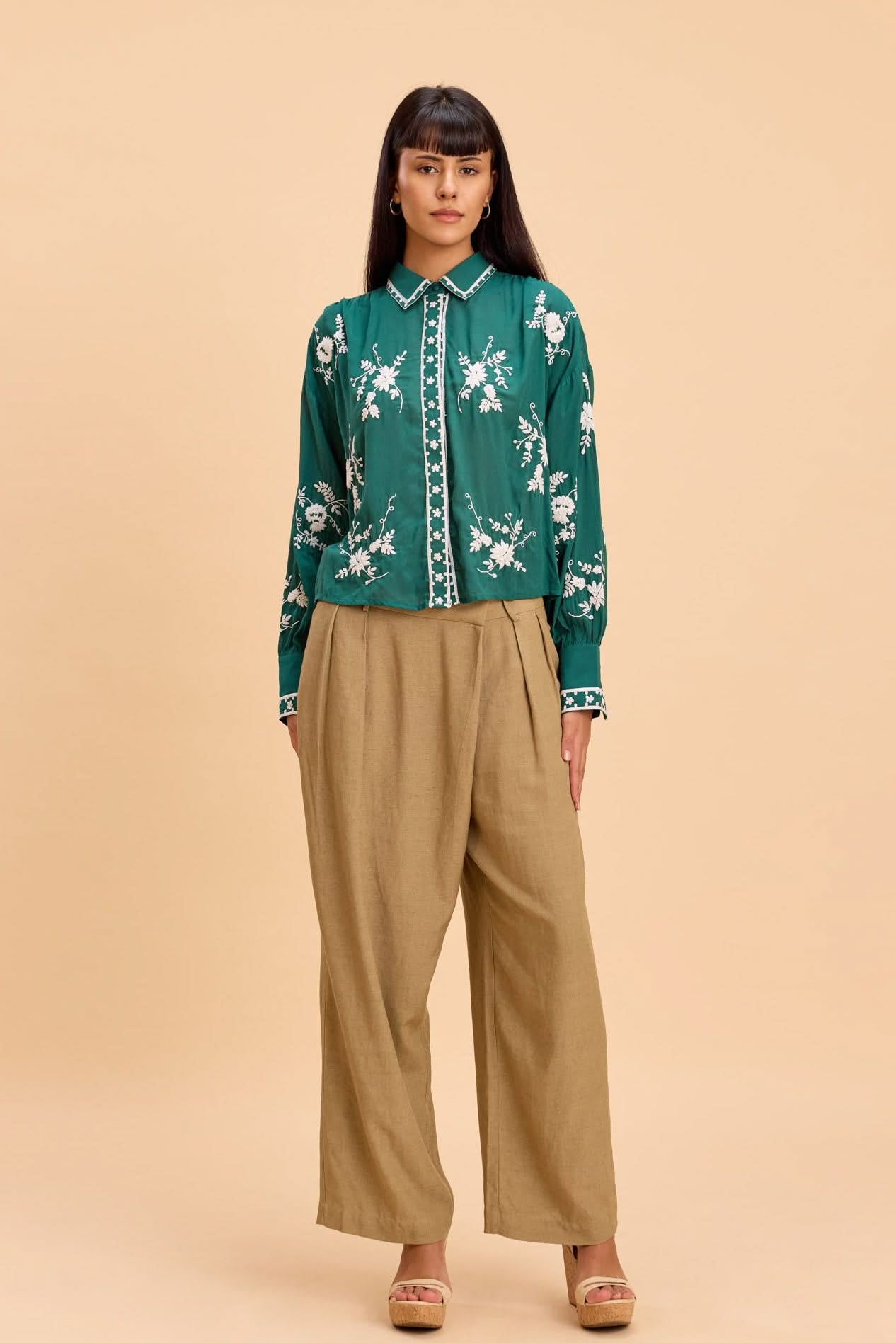 CORI MODAL EMBROIDERED SHIRT WITH VOLUMINOUS SLEEVES - Sunday Story