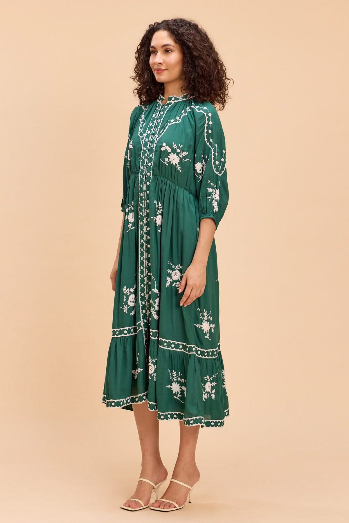 CORI MODAL MIDI DRESS WITH INTRICATE EMBROIDERY - Sunday Story