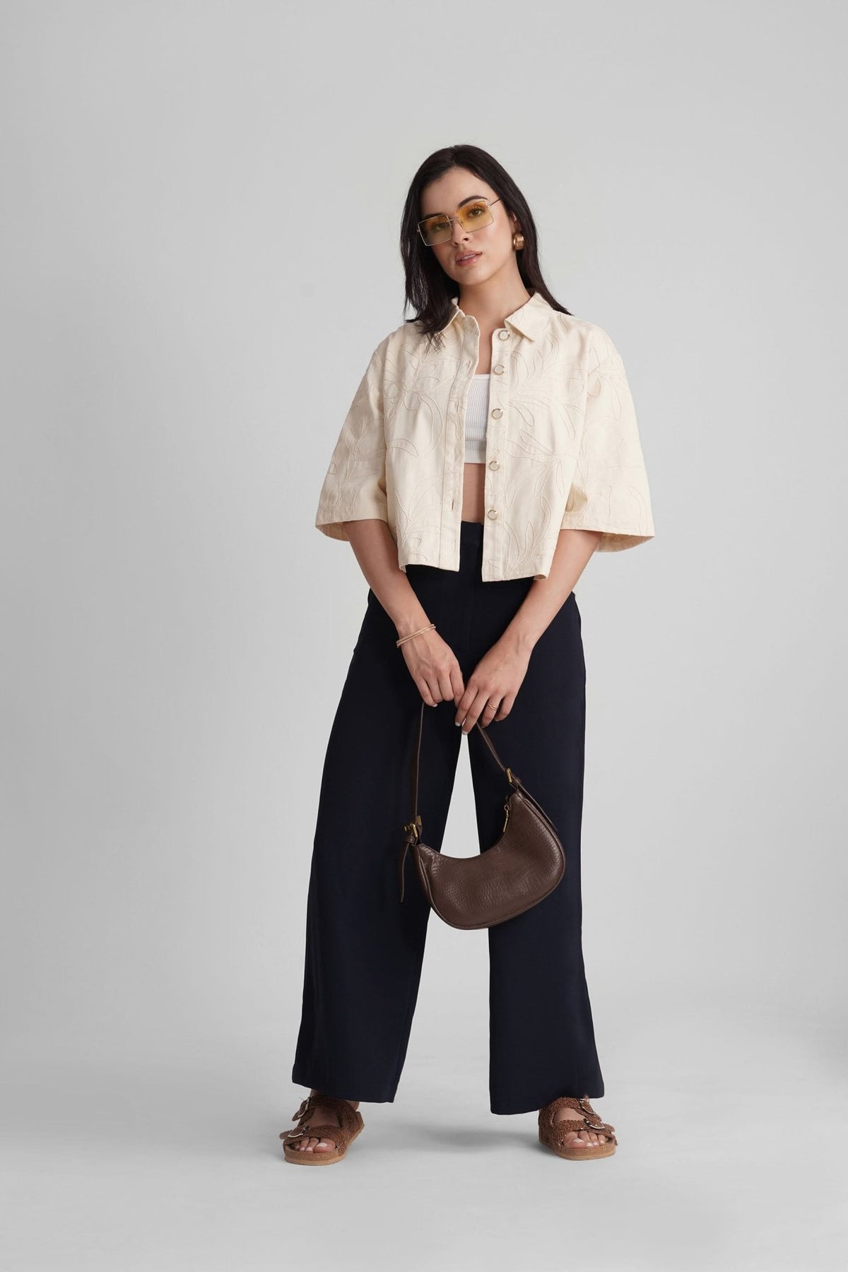 COVE EMBROIDERED COTTON SHIRT WITH JEWEL BUTTONS - Sunday Story