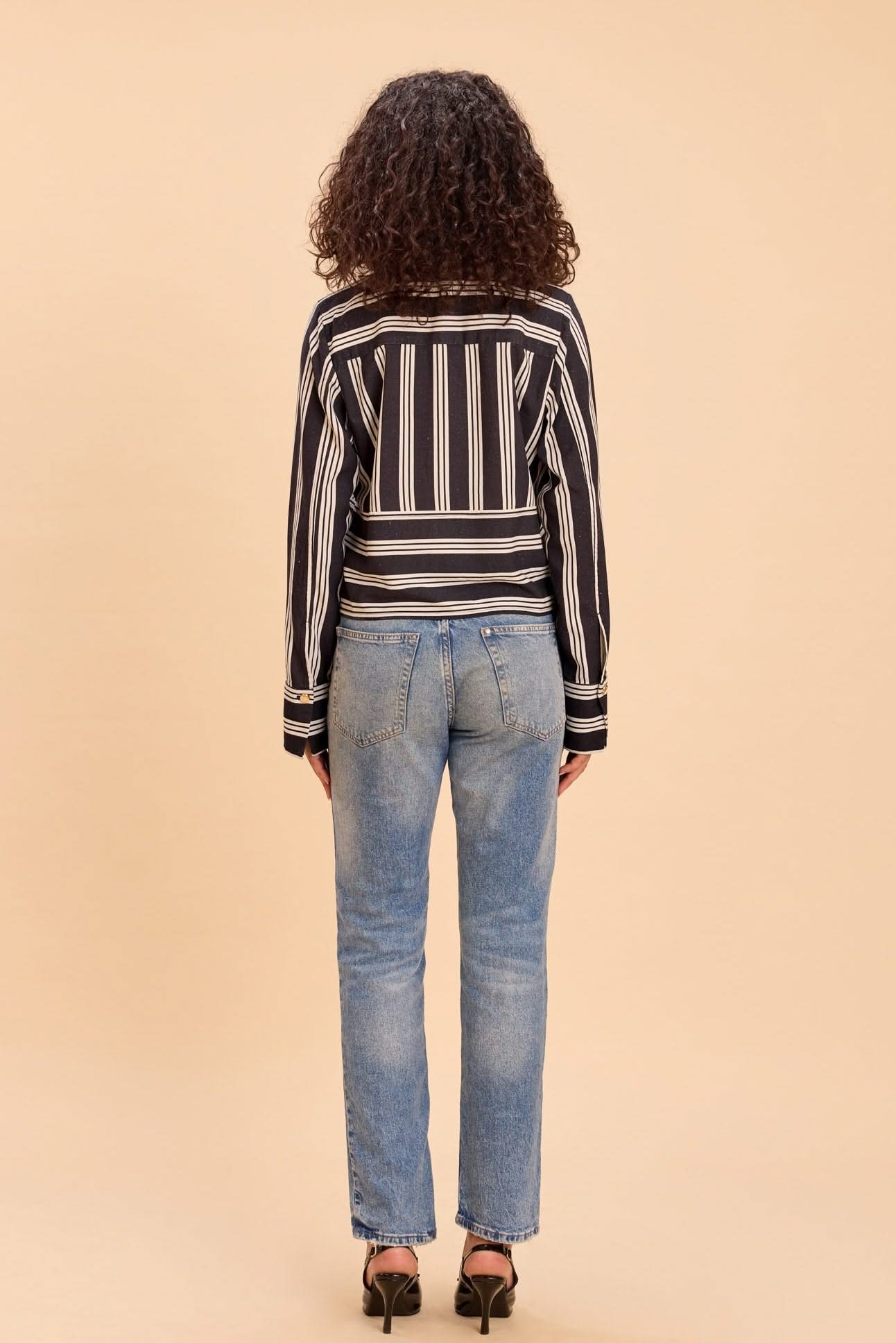 DAFFODIL STRIPE VISCOSE SHIRT WITH STATEMENT BUTTONS - Sunday Story