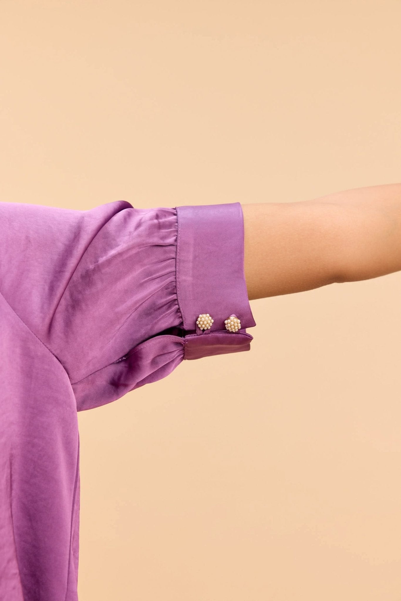 DARLENE LUXE SATIN TOP WITH JEWEL PEARL BUTTONS - Sunday Story