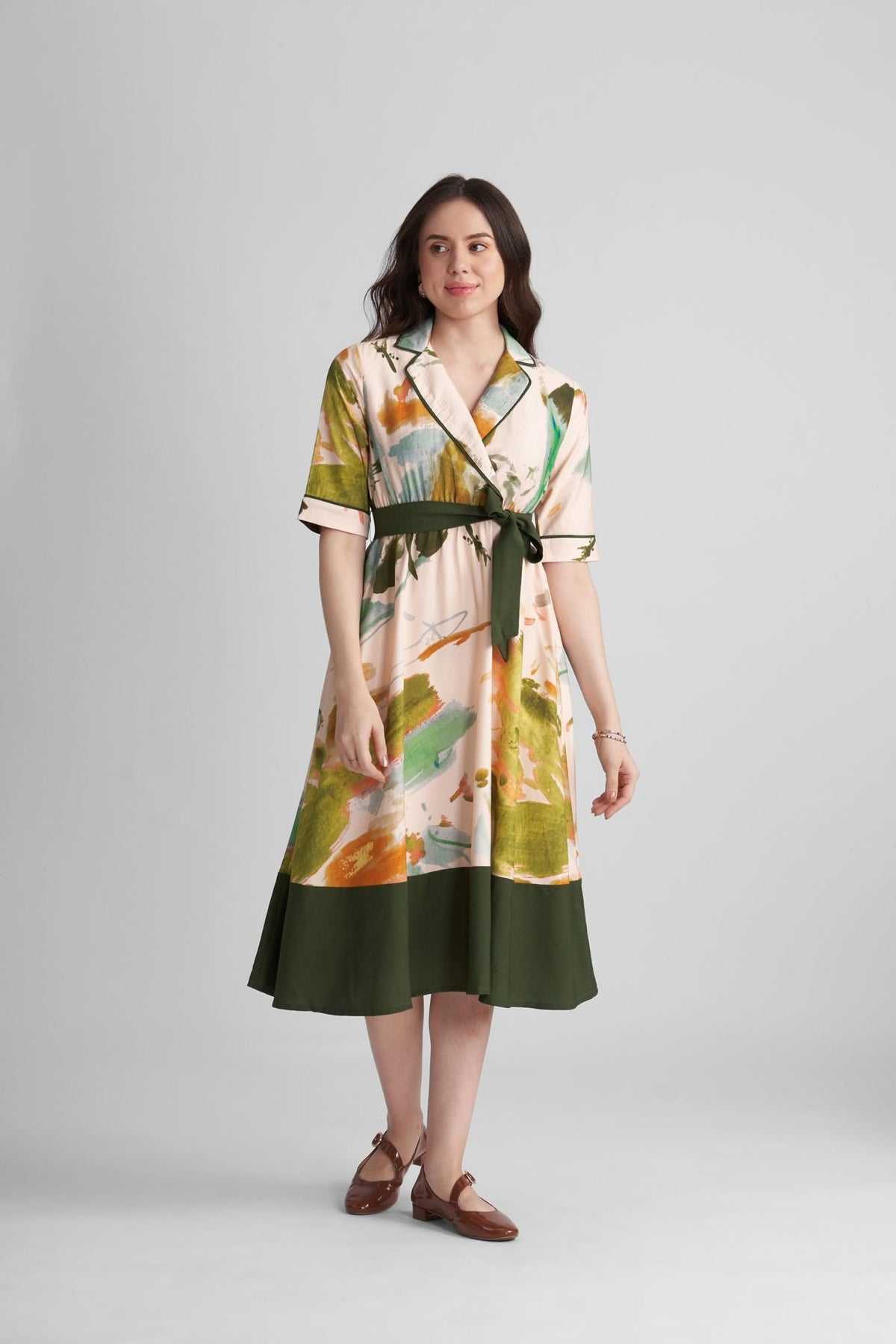 FAWN FIT AND FLARE PRINTED MIDI DRESS - Sunday Story
