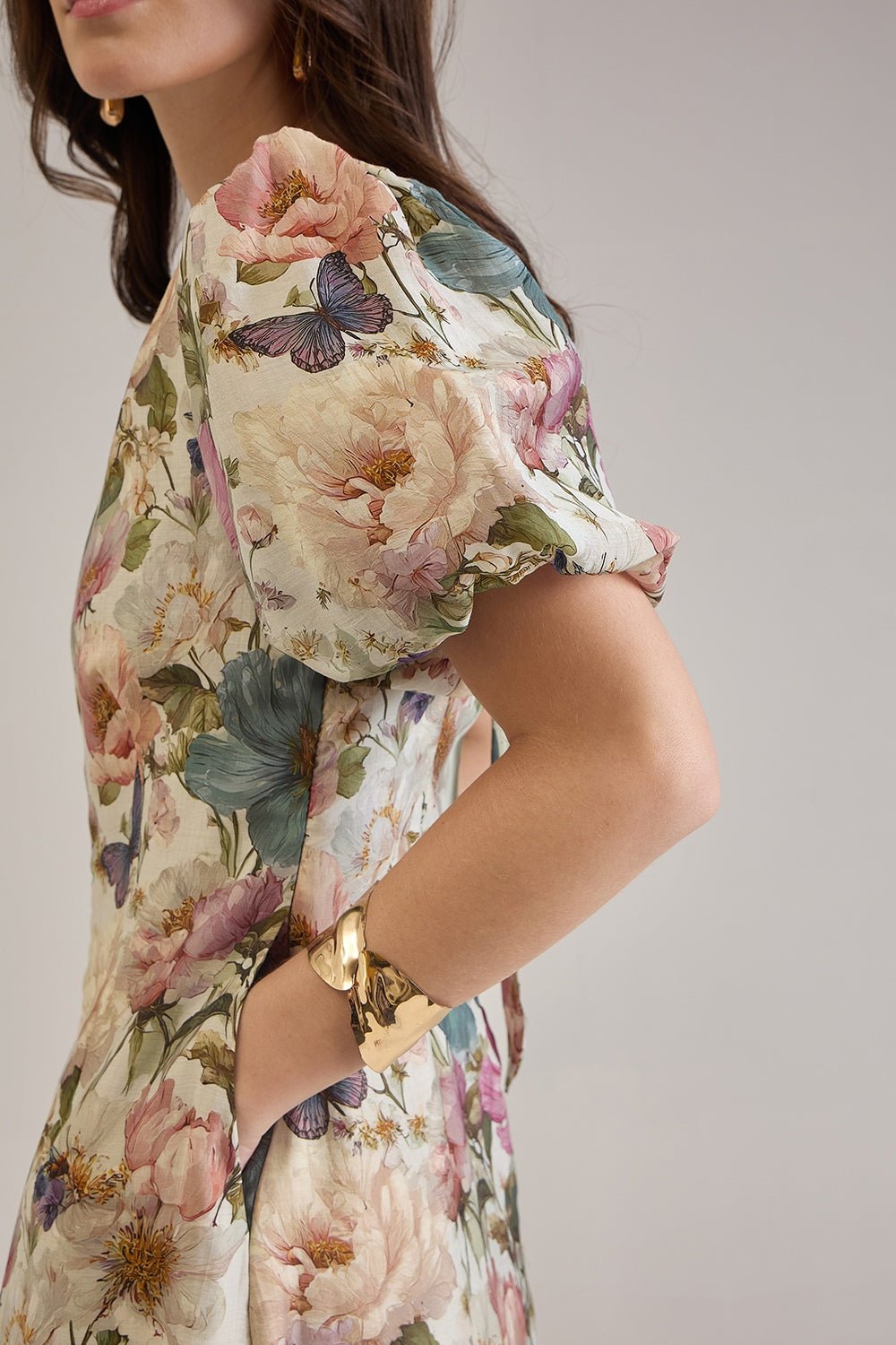 FINOLA PRINTED VISCOSE MIDI DRESS WITH BALLOON SLEEVES - Sunday Story