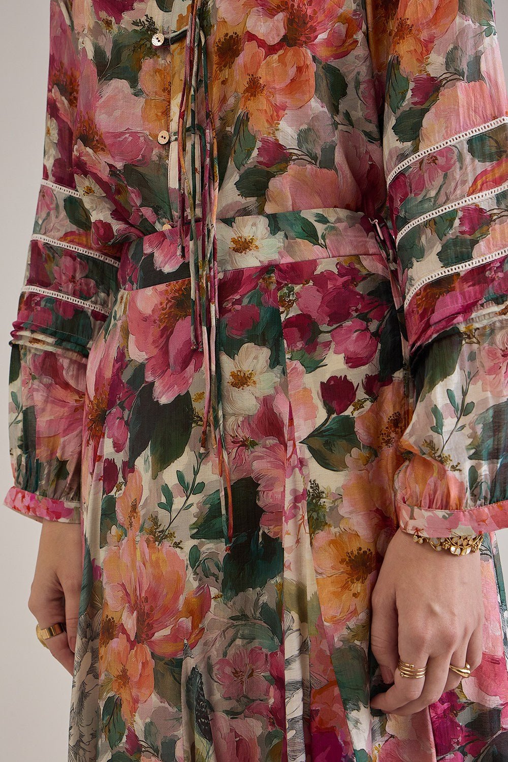 GRACE FLORAL PRINT MIX SKIRT CO-ORD SET WITH FROG BUTTONS - Sunday Story