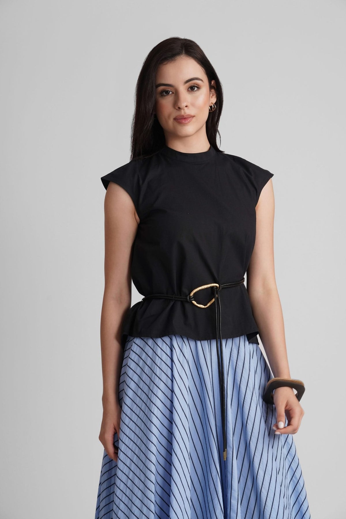 GWEN COTTON POPLIN TOP WITH DETACHABLE BELT - Sunday Story