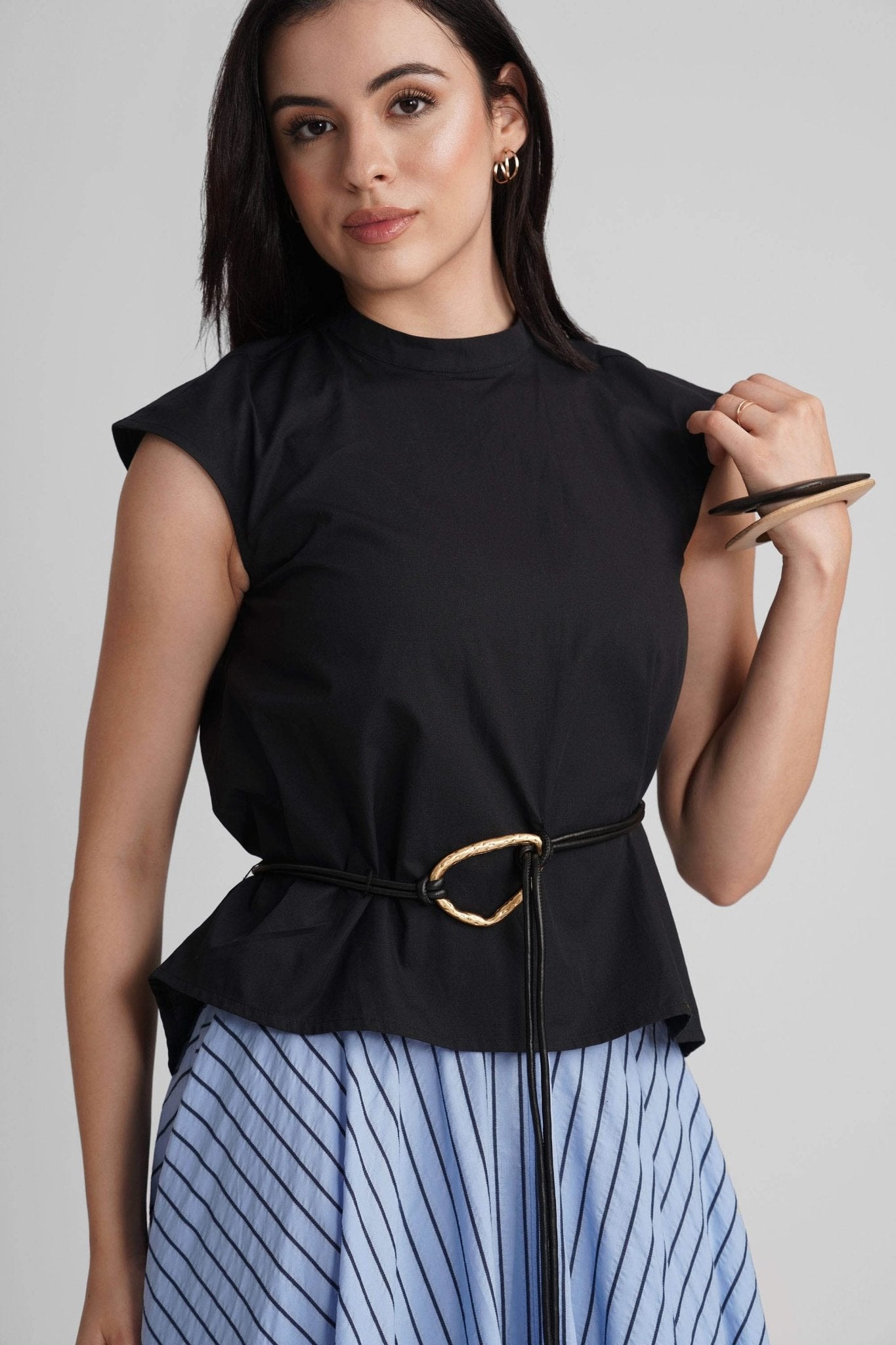GWEN COTTON POPLIN TOP WITH DETACHABLE BELT - Sunday Story