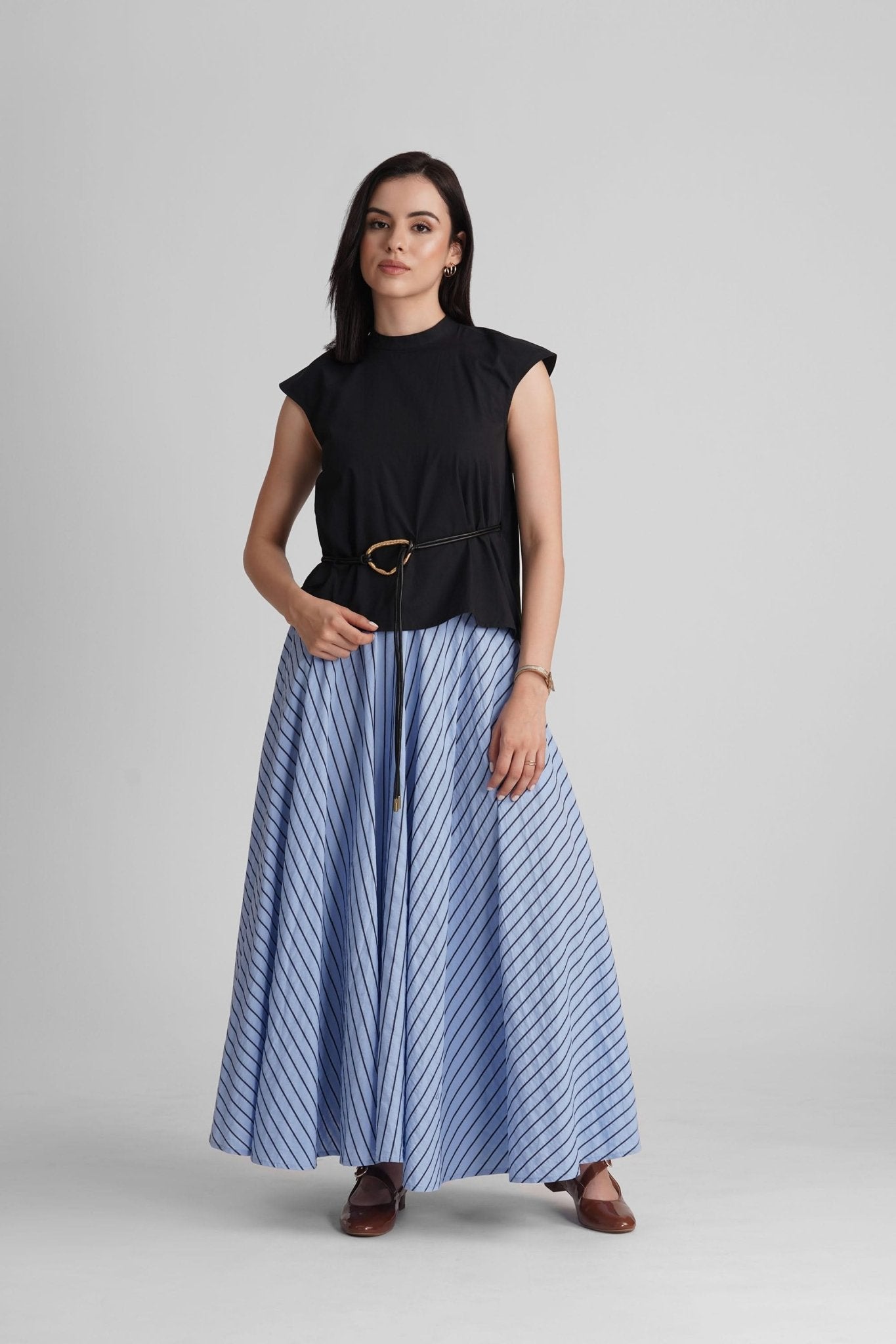 GWEN COTTON POPLIN TOP WITH DETACHABLE BELT - Sunday Story