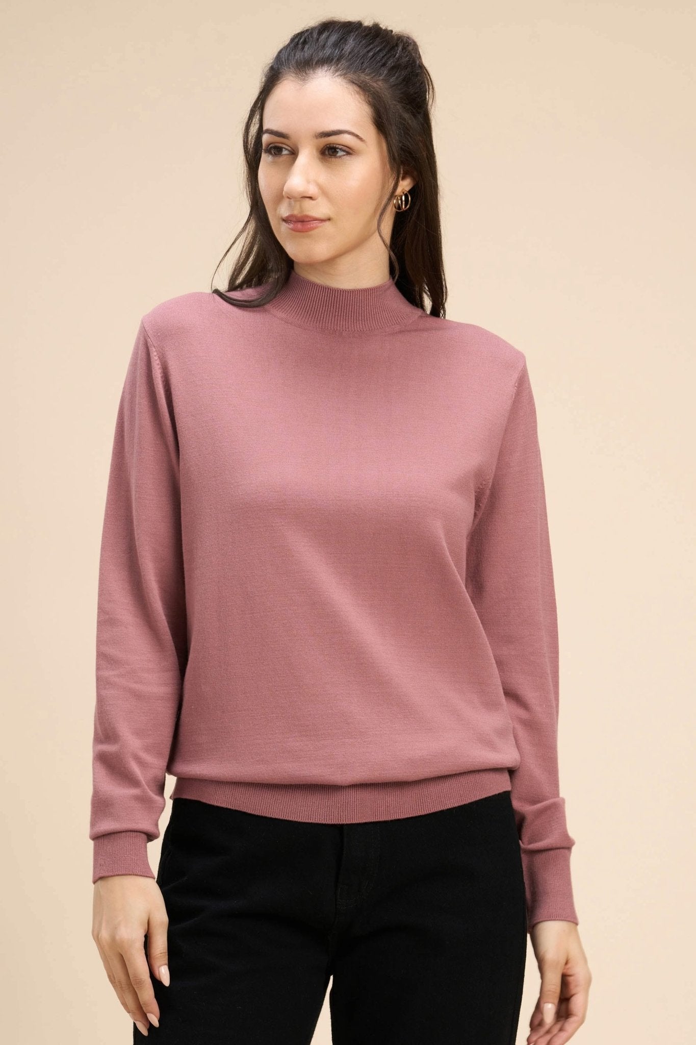HONEY VISCOSE HIGH NECK PULLOVER - Sunday Story