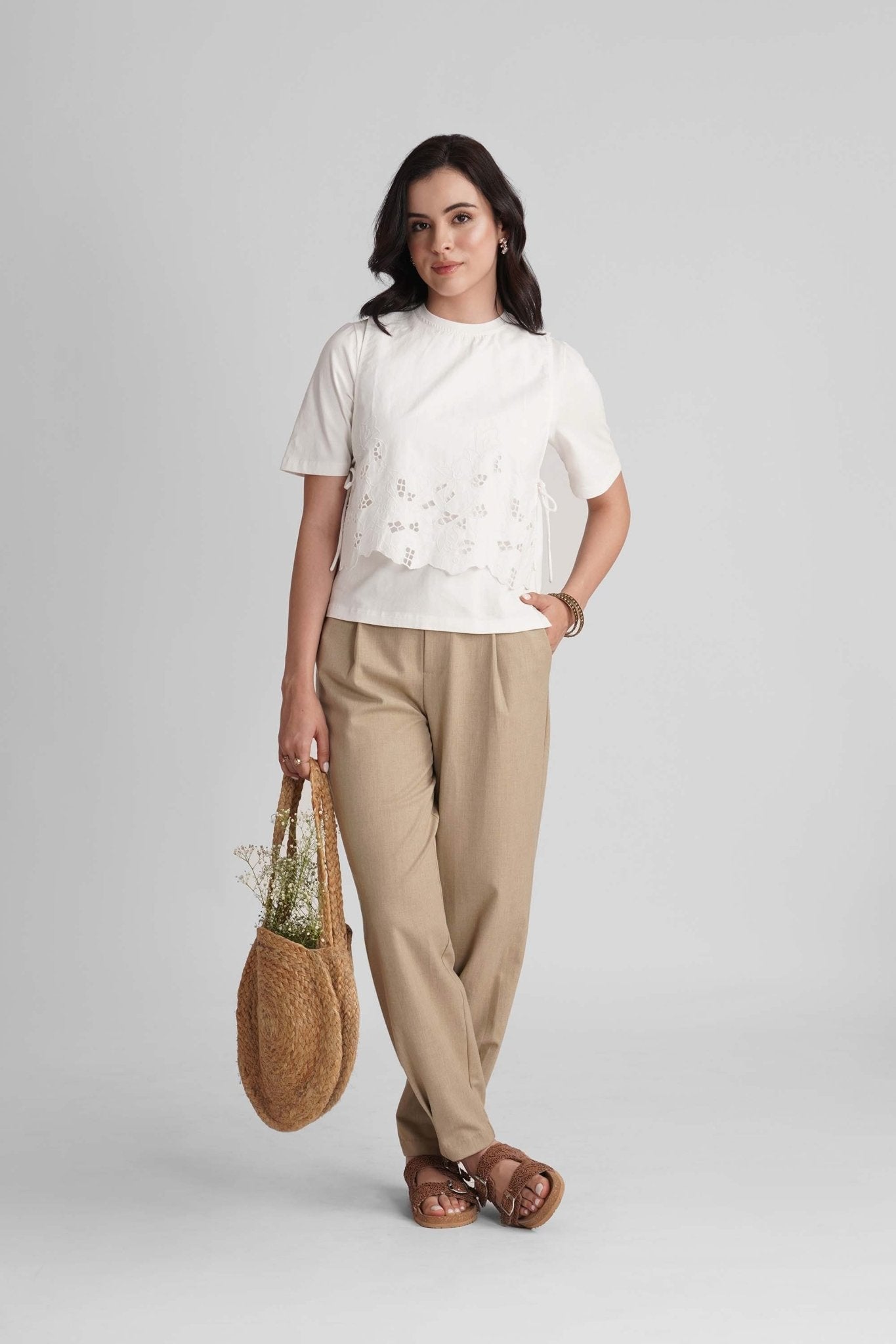IBIZA COTTON T-SHIRT WITH EMBROIDERED BIB - Sunday Story