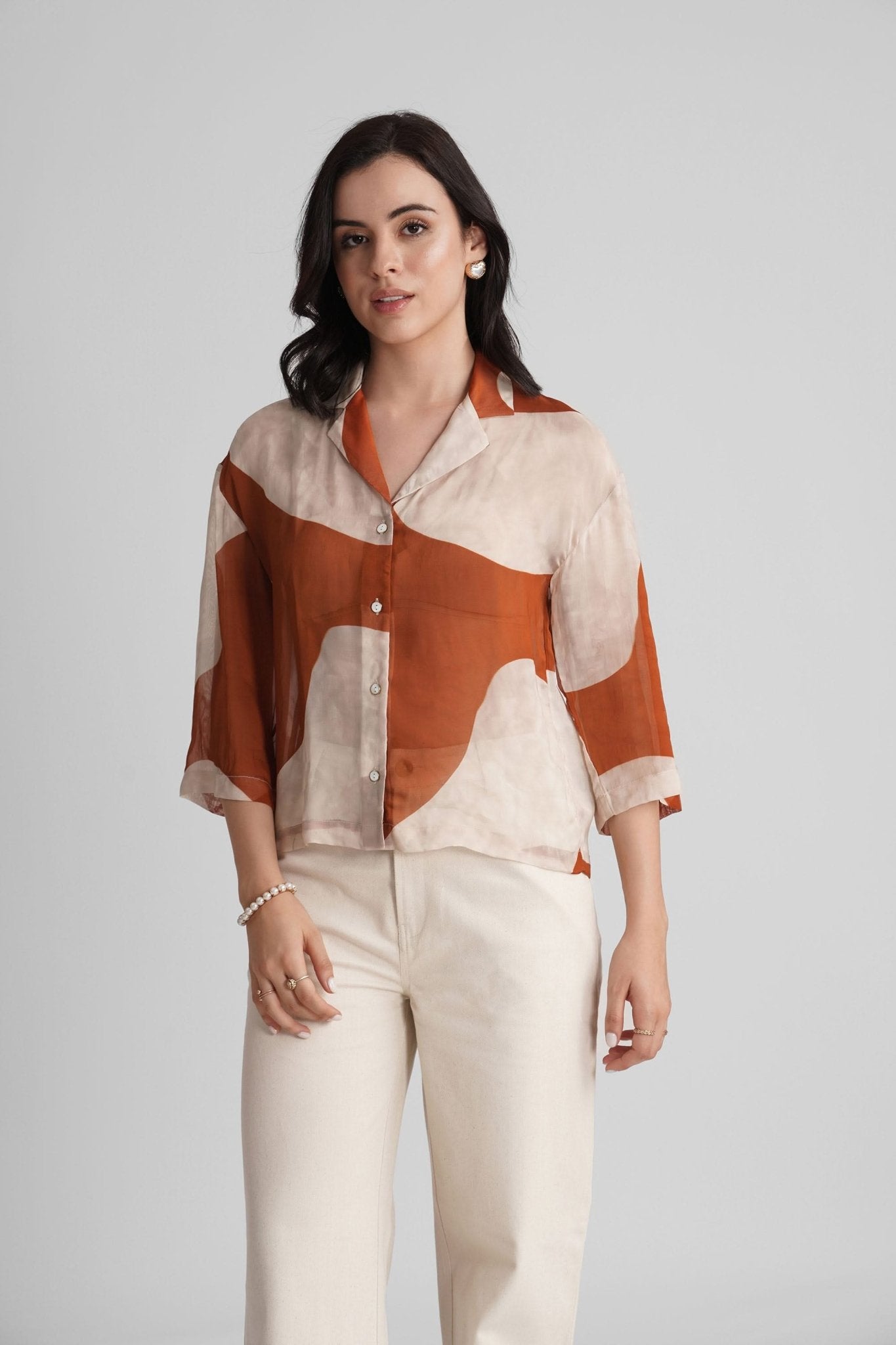 ILUKA VISCOSE PRINTED OVERSIZED CROP SHIRT - Sunday Story