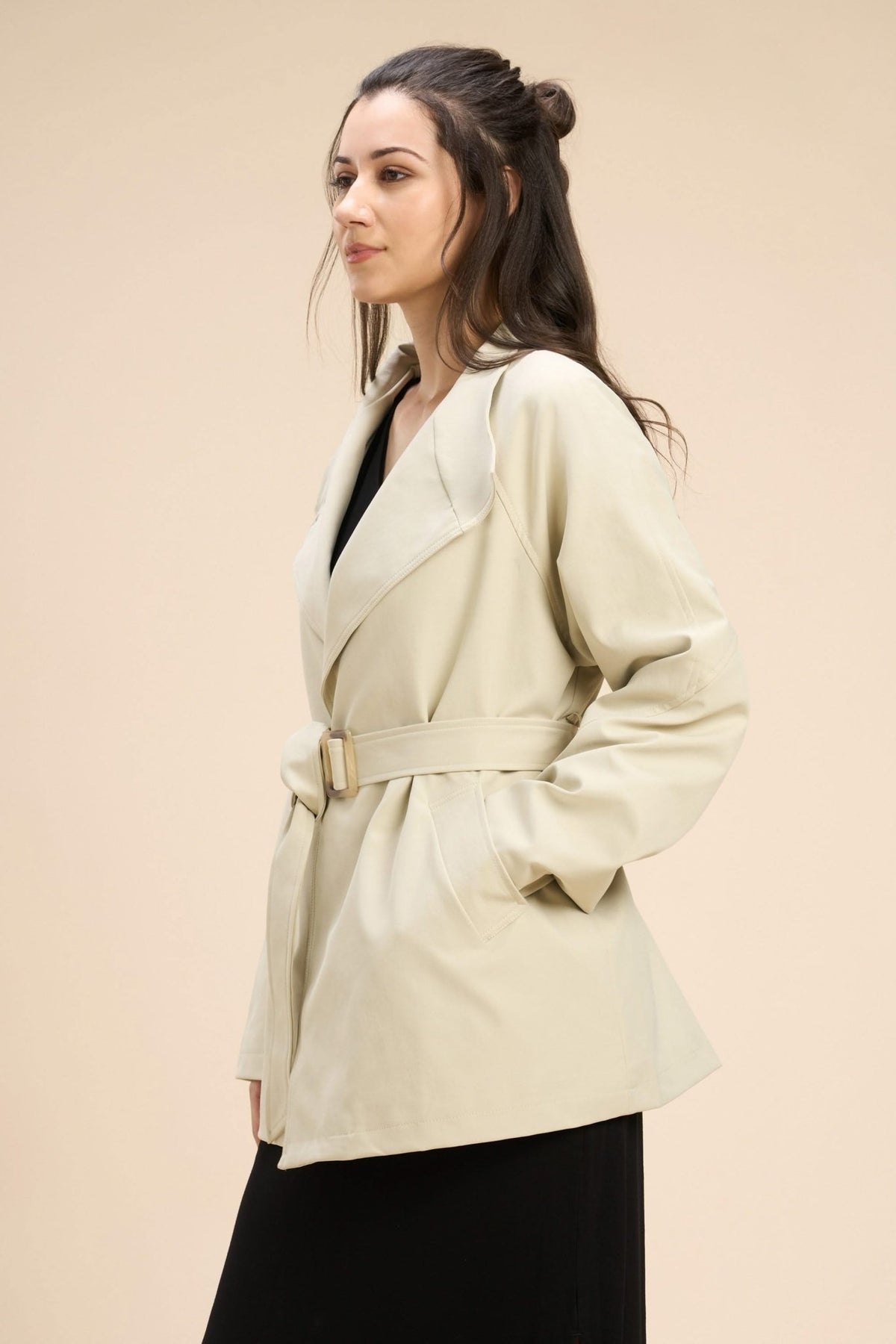 ISLA SHORT TRENCH COAT WITH DETACHABLE BELT - Sunday Story