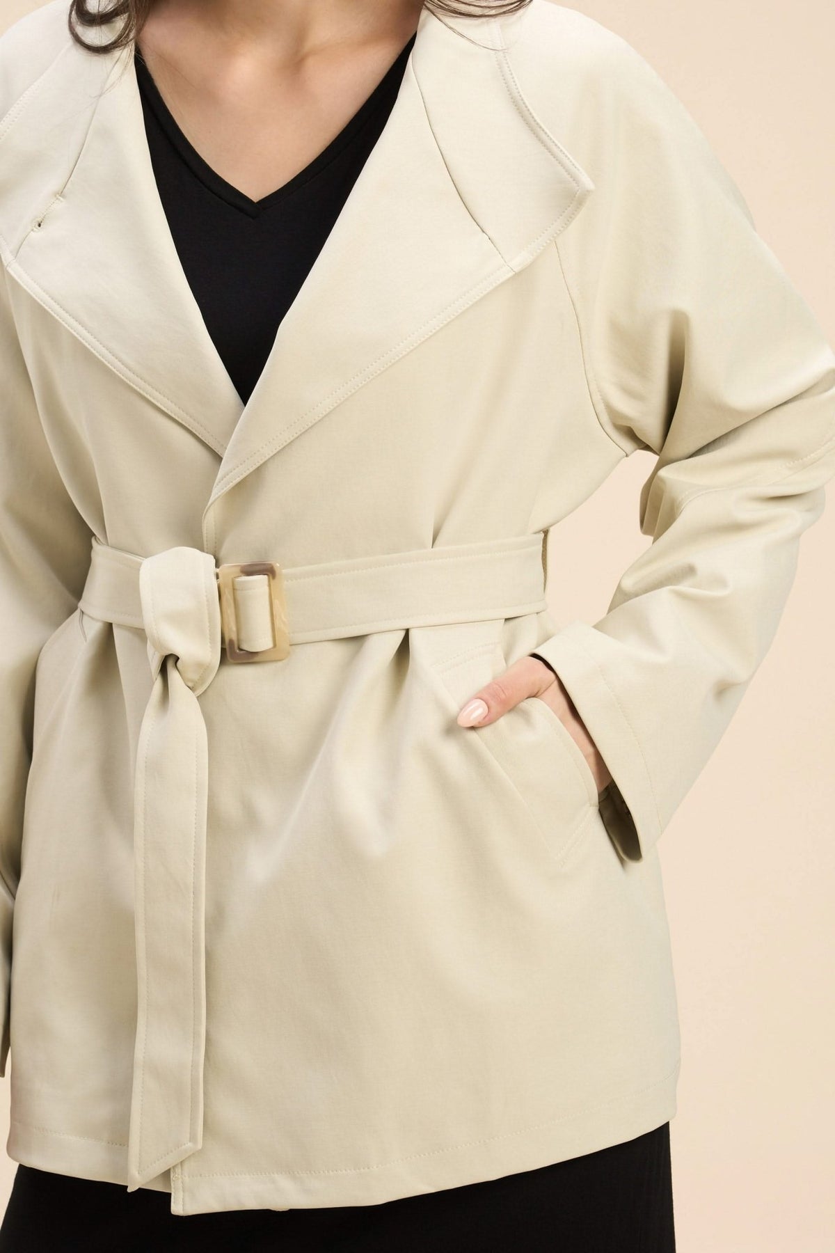 ISLA SHORT TRENCH COAT WITH DETACHABLE BELT - Sunday Story