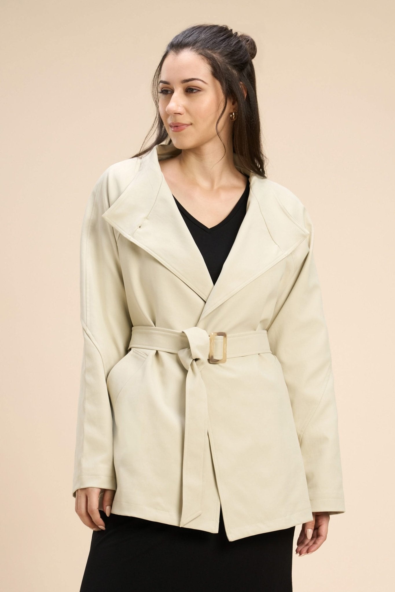 ISLA SHORT TRENCH COAT WITH DETACHABLE BELT - Sunday Story