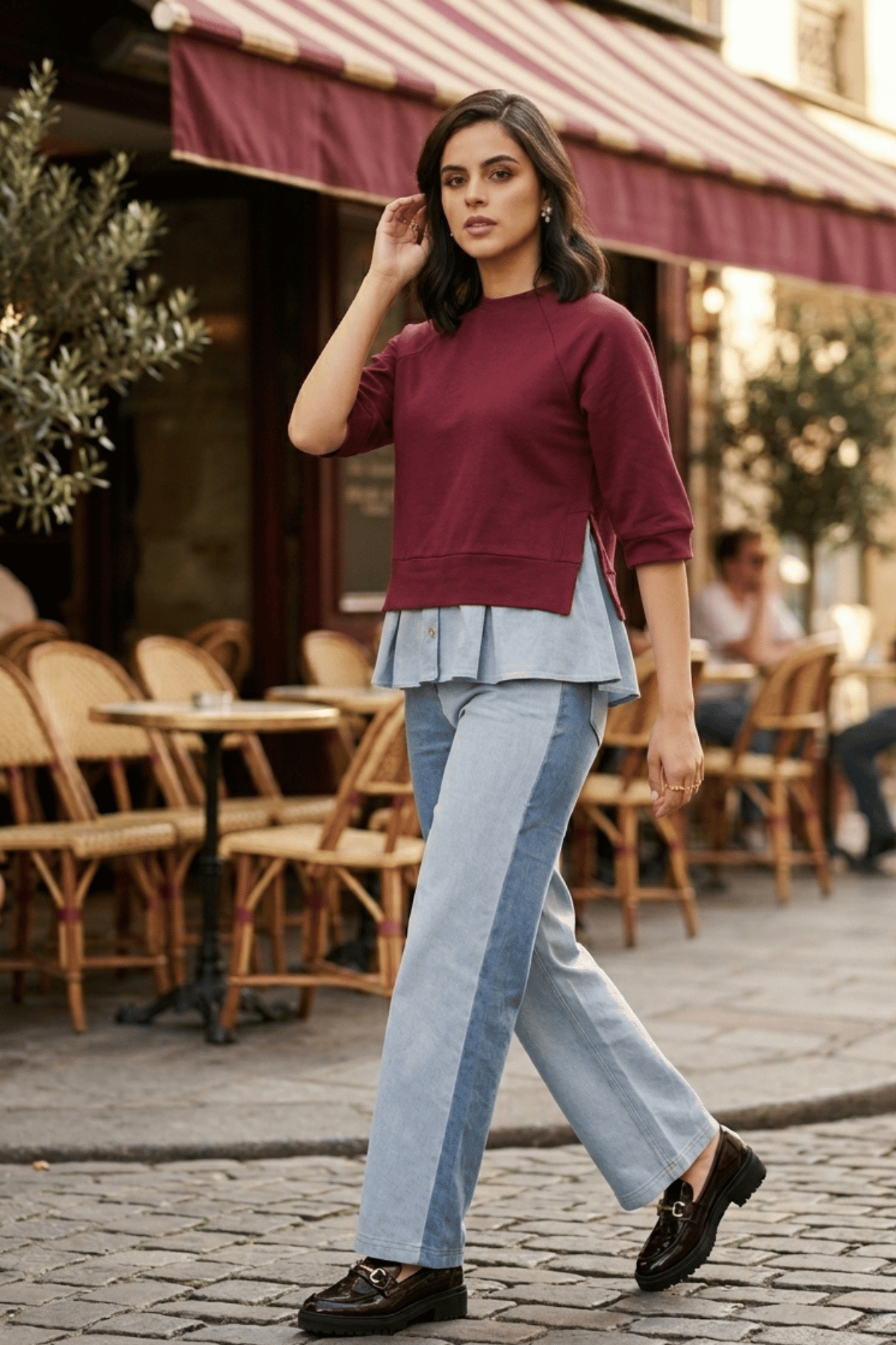 IVORY FAUX LAYERED COLORBLOCK T-SHIRT - Sunday Story