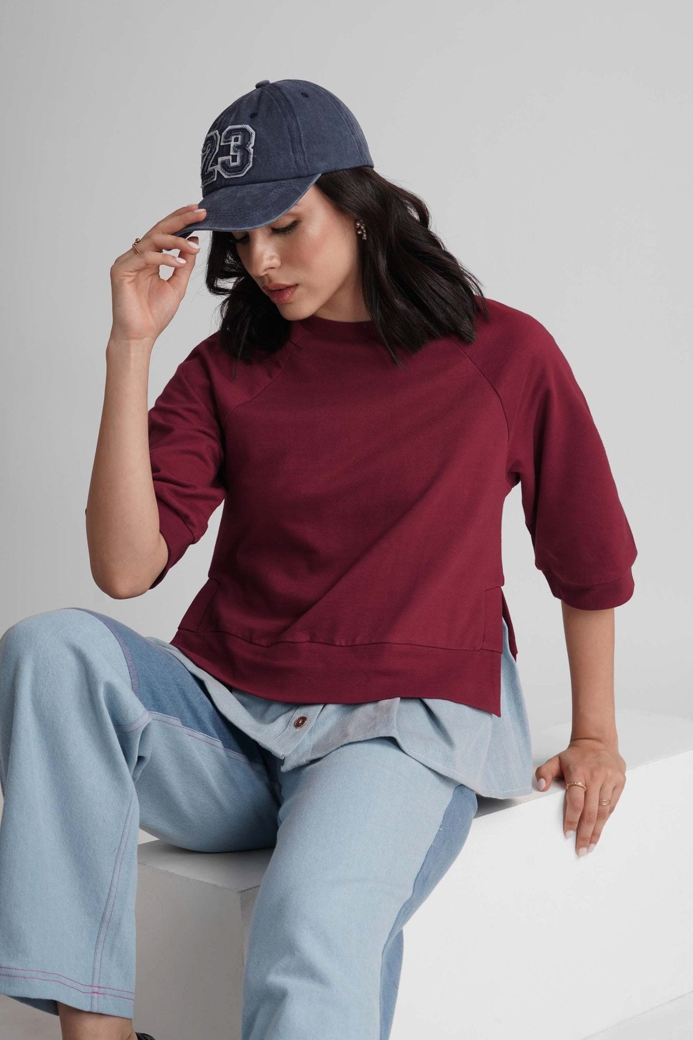 IVORY FAUX LAYERED COLORBLOCK T-SHIRT - Sunday Story