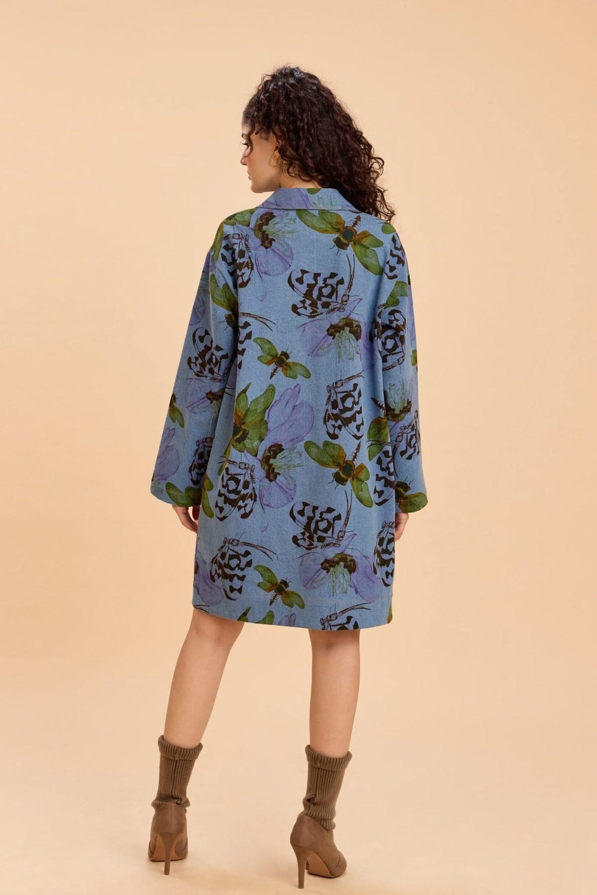 JENA PRINTED COTTON DENIM SHORT A-LINE DRESS - Sunday Story