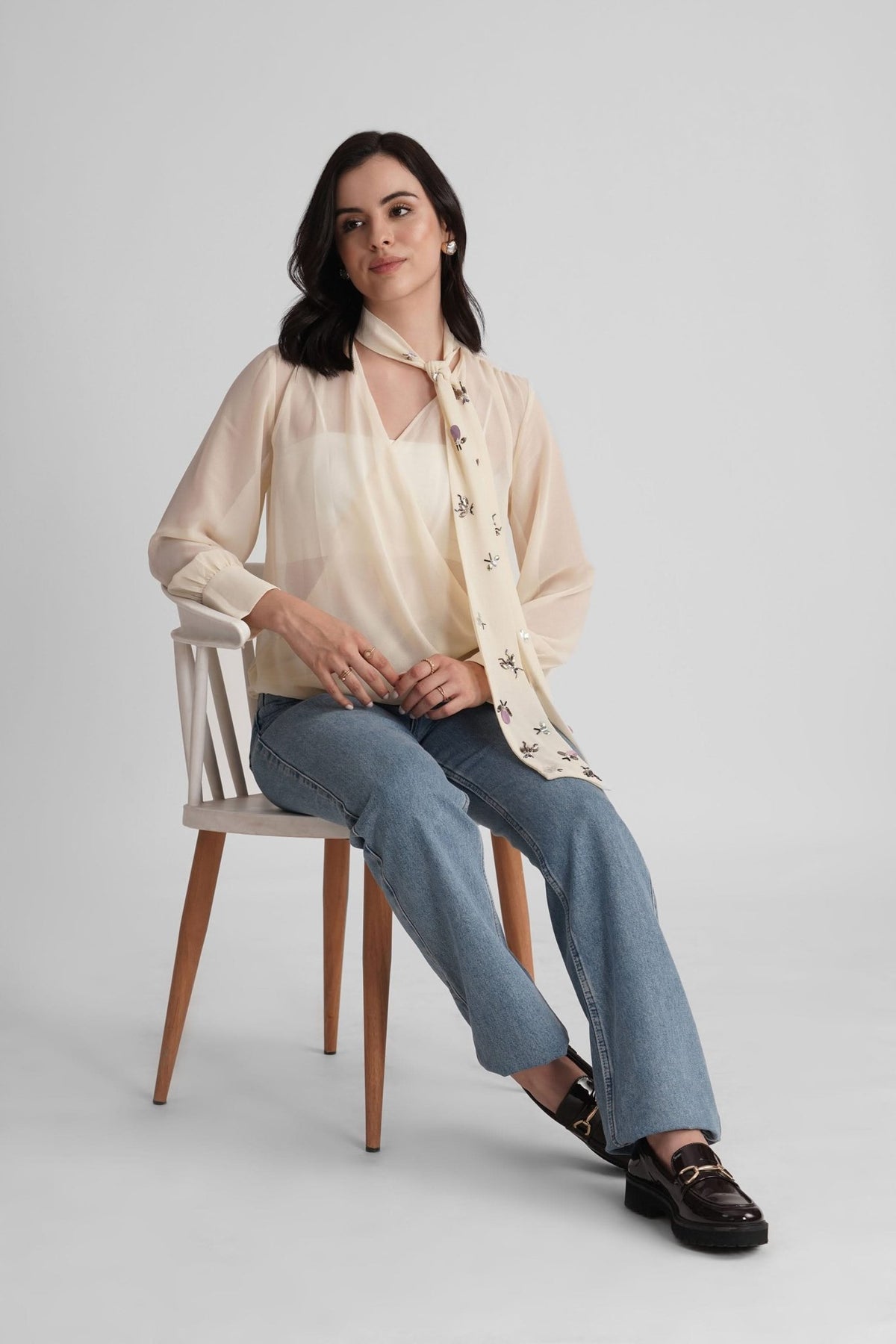 KOVE EMBROIDERED WRAP TOP WITH TIE UP DETAIL - Sunday Story